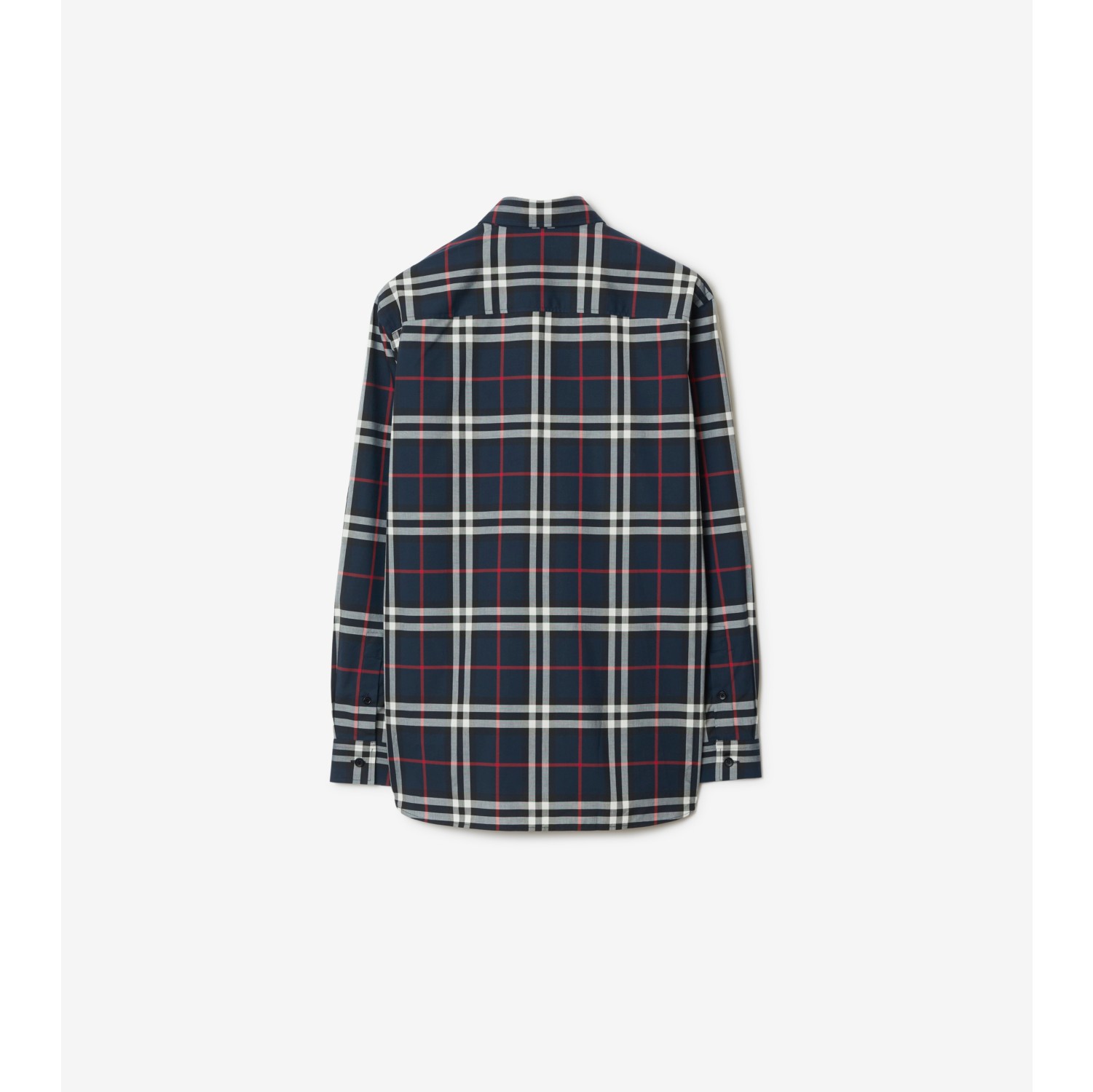 チェック コットンシャツ (ネイビー) - メンズ, コットン | Burberry®公式サイト