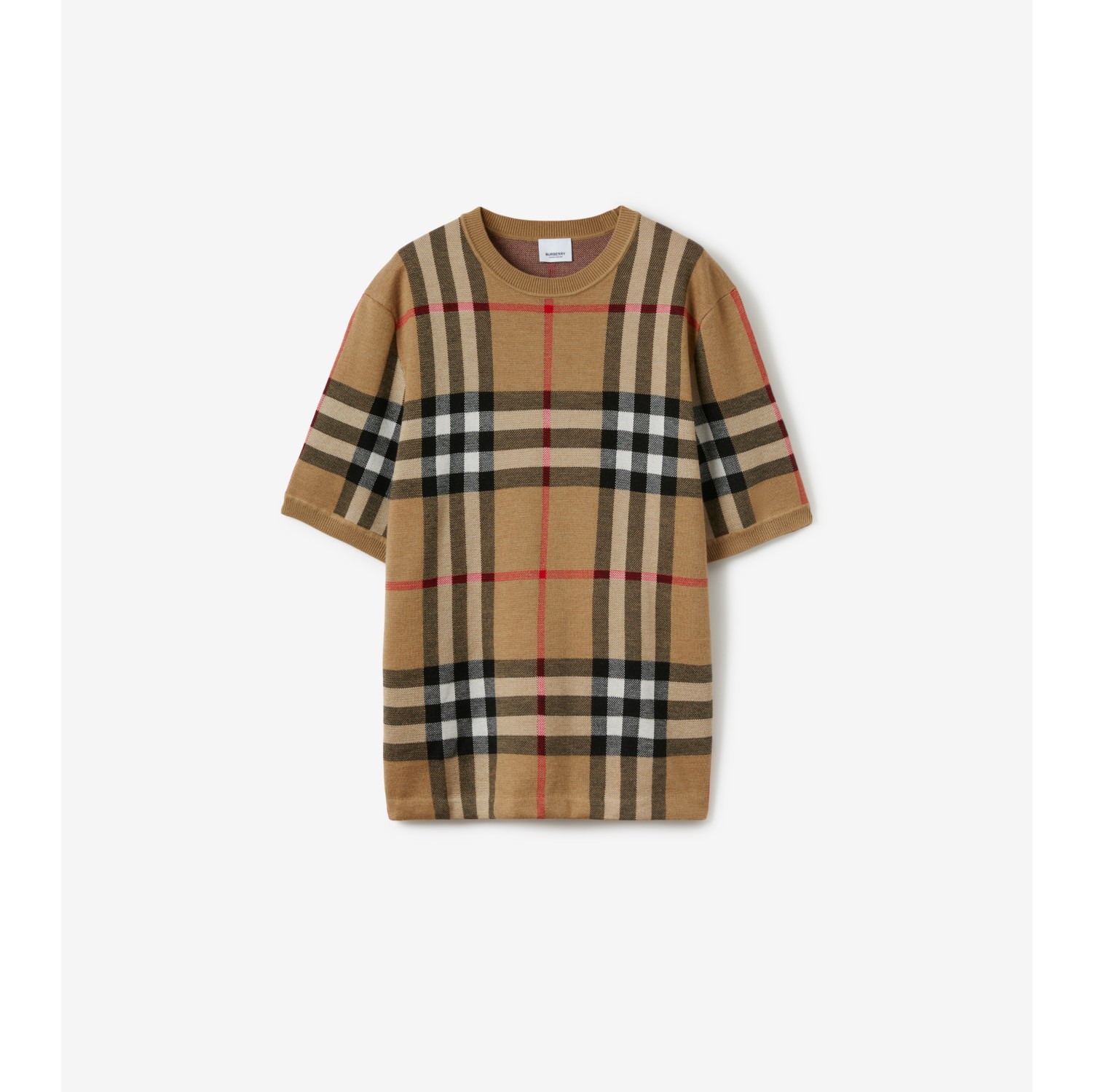 Mens burberry check t on sale shirt