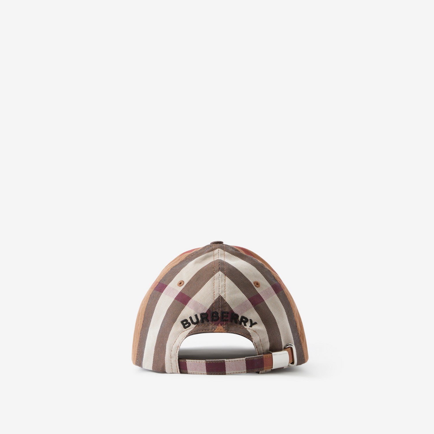 Logo Detail Exaggerated Check Cotton Baseball Cap in Birch Logo Detail Exaggerated Check Cotton Baseball Cap in Birch