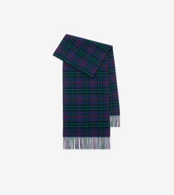 Check Cashmere Scarf in Bugle blue Burberry® Official