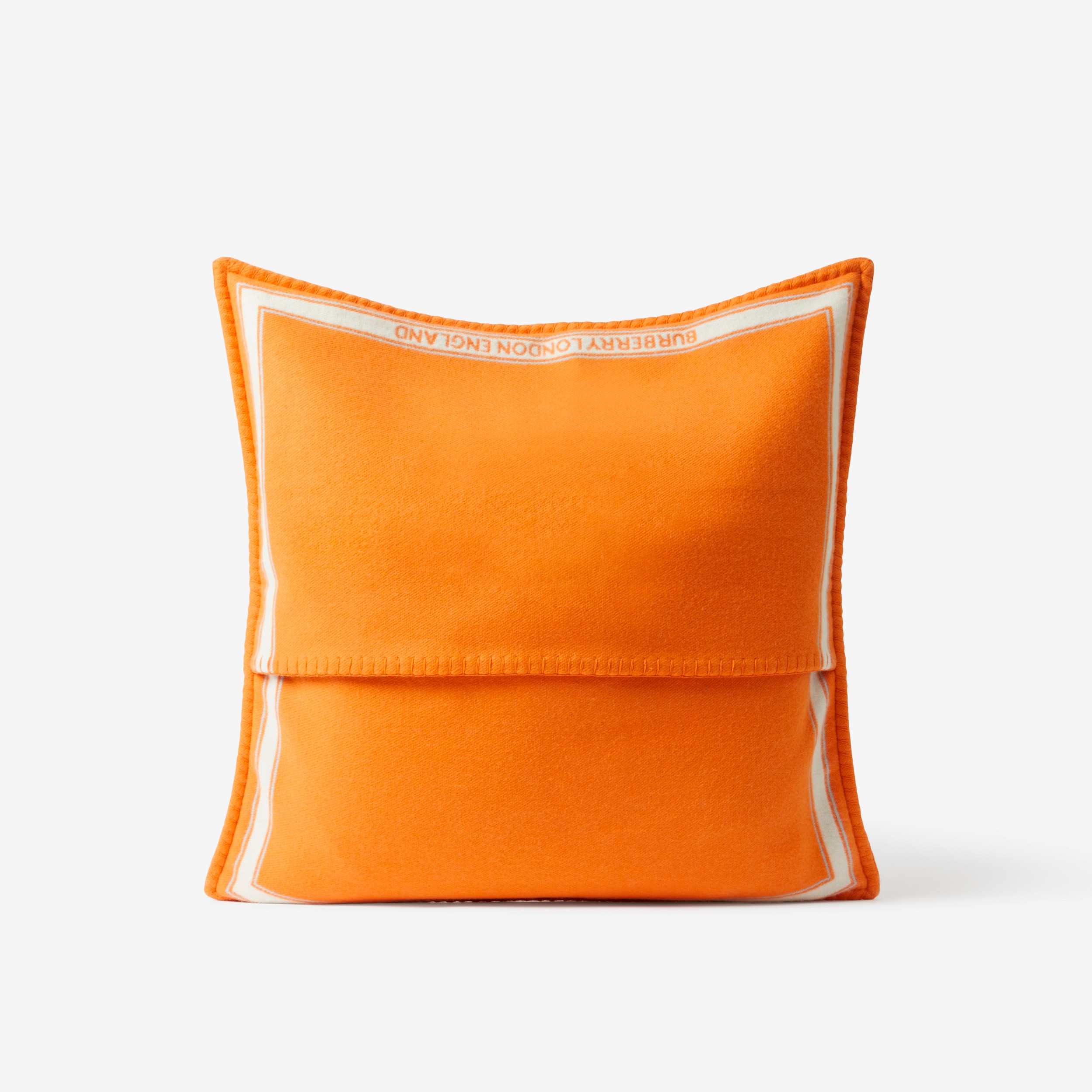 EKD Print Cashmere Wool Cushion Cover in Bright Orange | Burberry® Official - 2