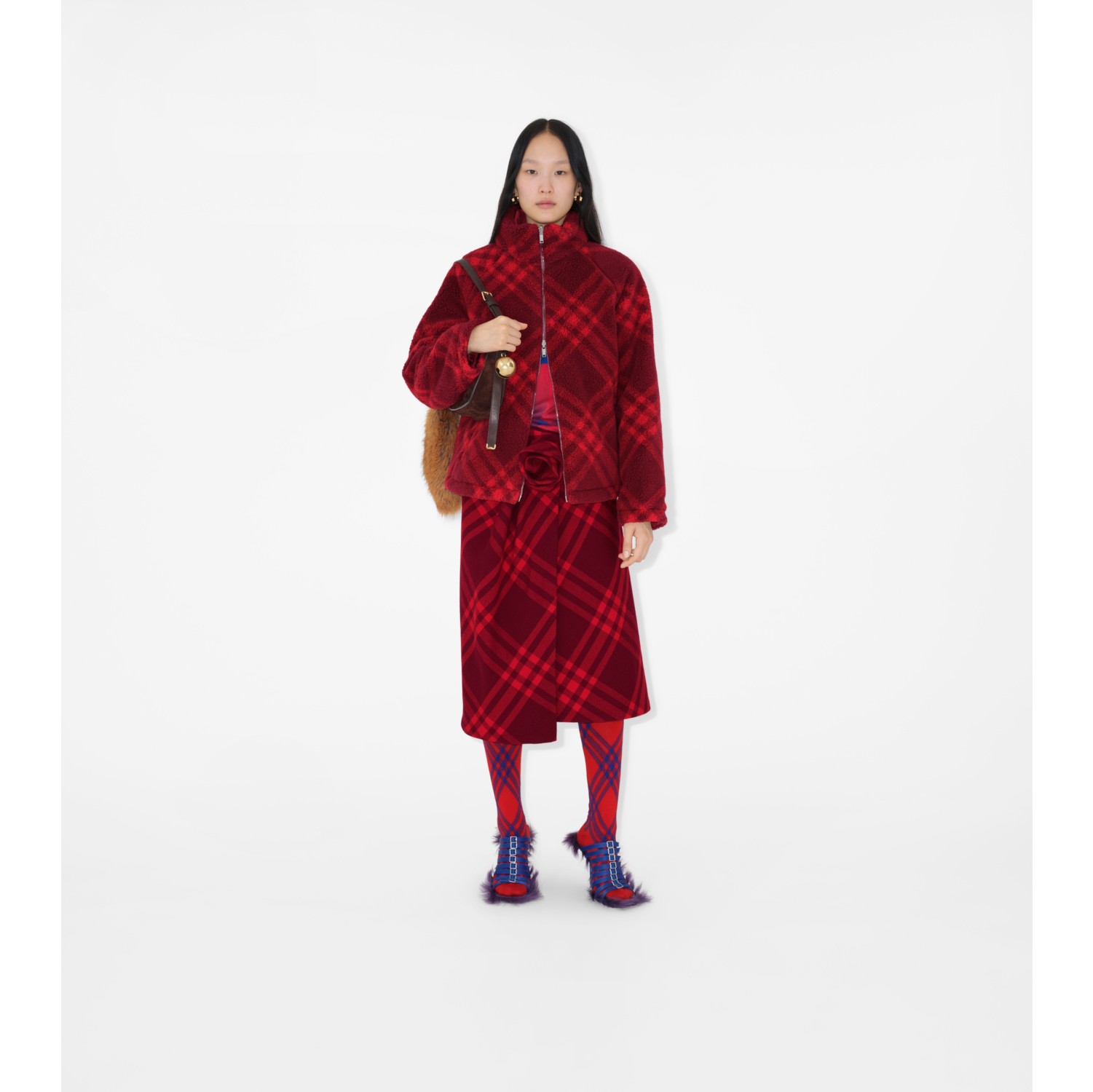 Zara red checked store coat