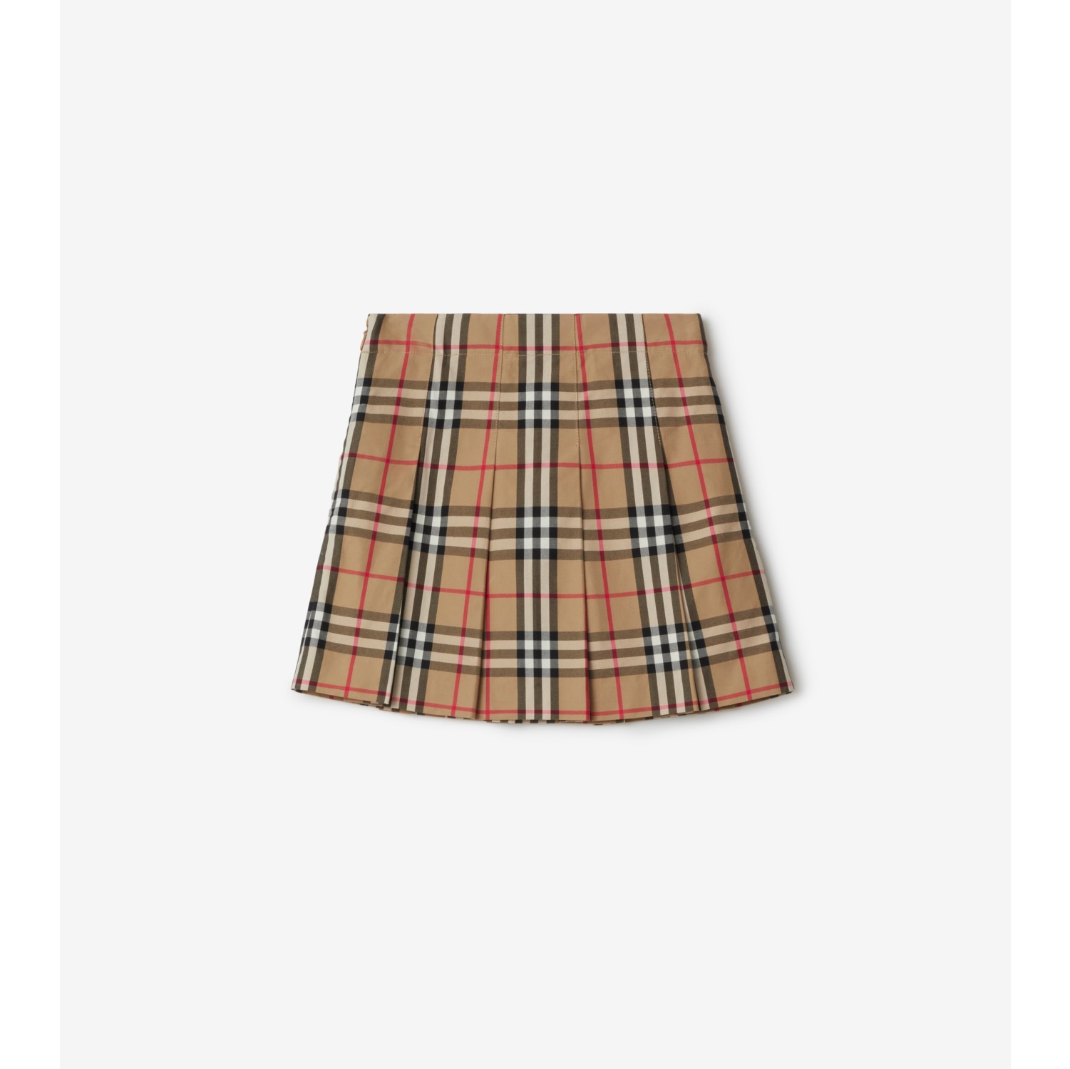 Check Cotton Pleated Skirt