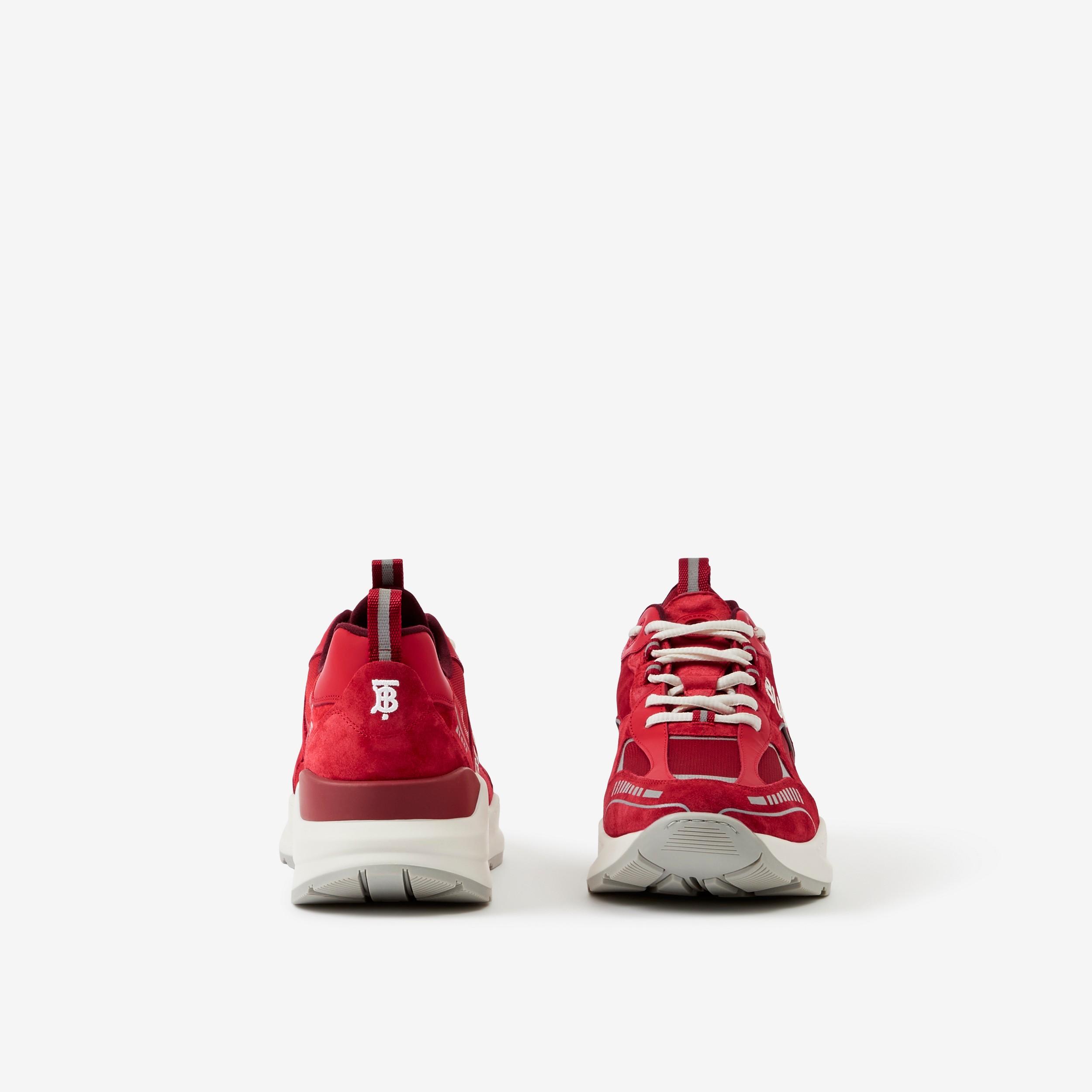 Zapatillas deportivas en ante y piel con logotipo (Rojo Chile) - Hombre | Burberry® oficial - 4