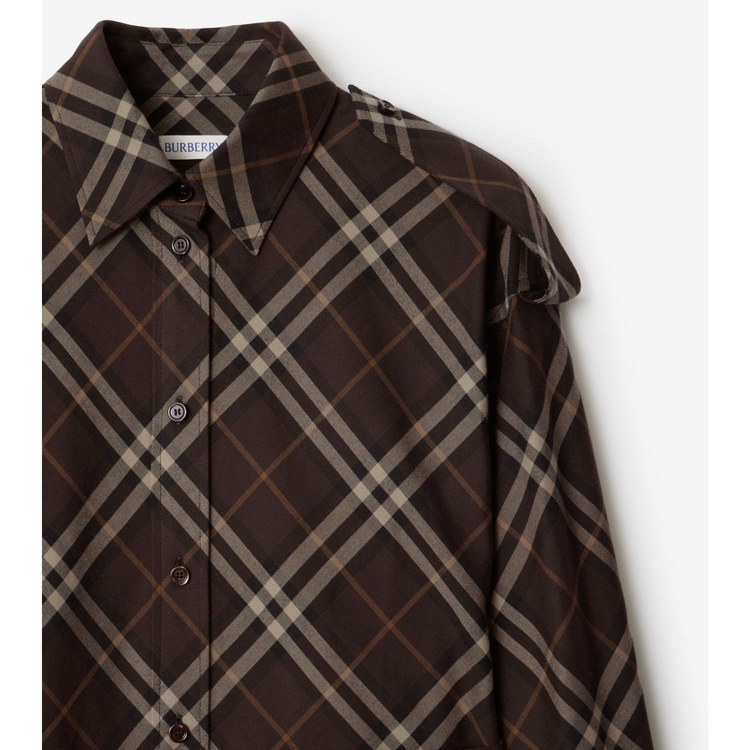 Check Cotton Flannel Shirt Dress