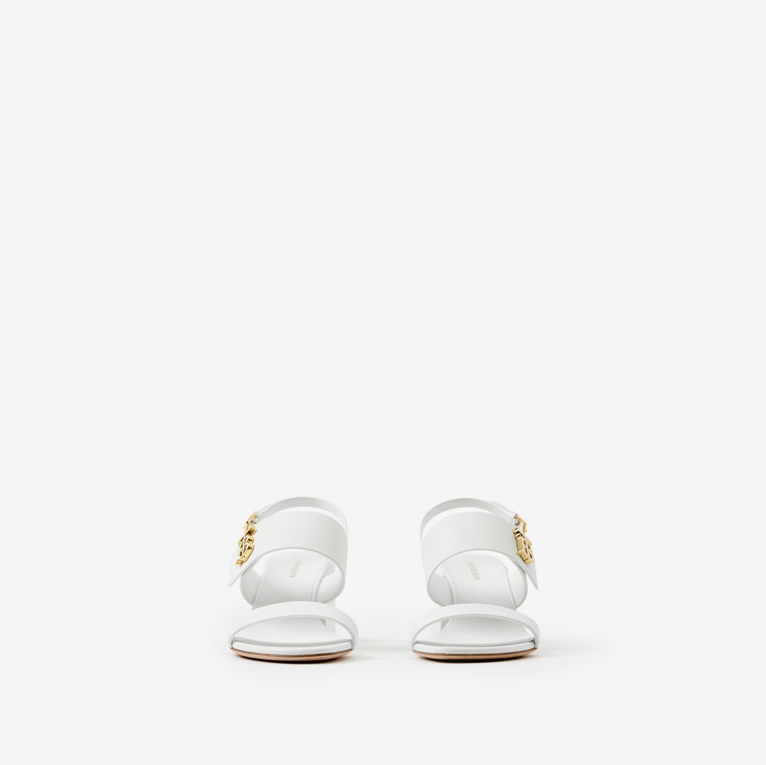 Sandálias de couro com monograma (Branco Óptico) - Mulheres | Burberry® oficial