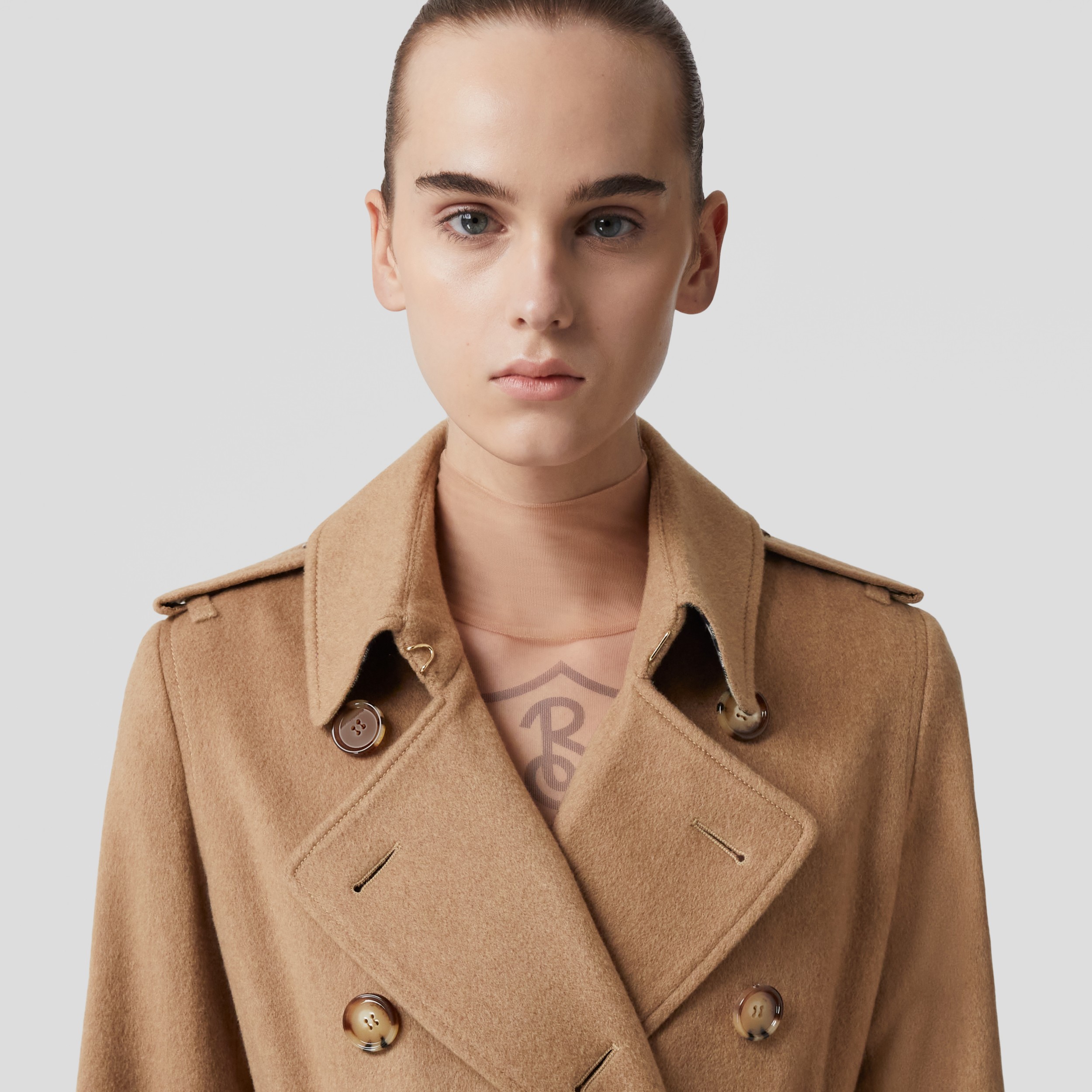 Cashmere Kensington Trench Coat in Camel Melange | Burberry