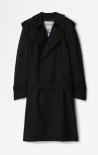 Long Silk Blend Trench Coat in Black