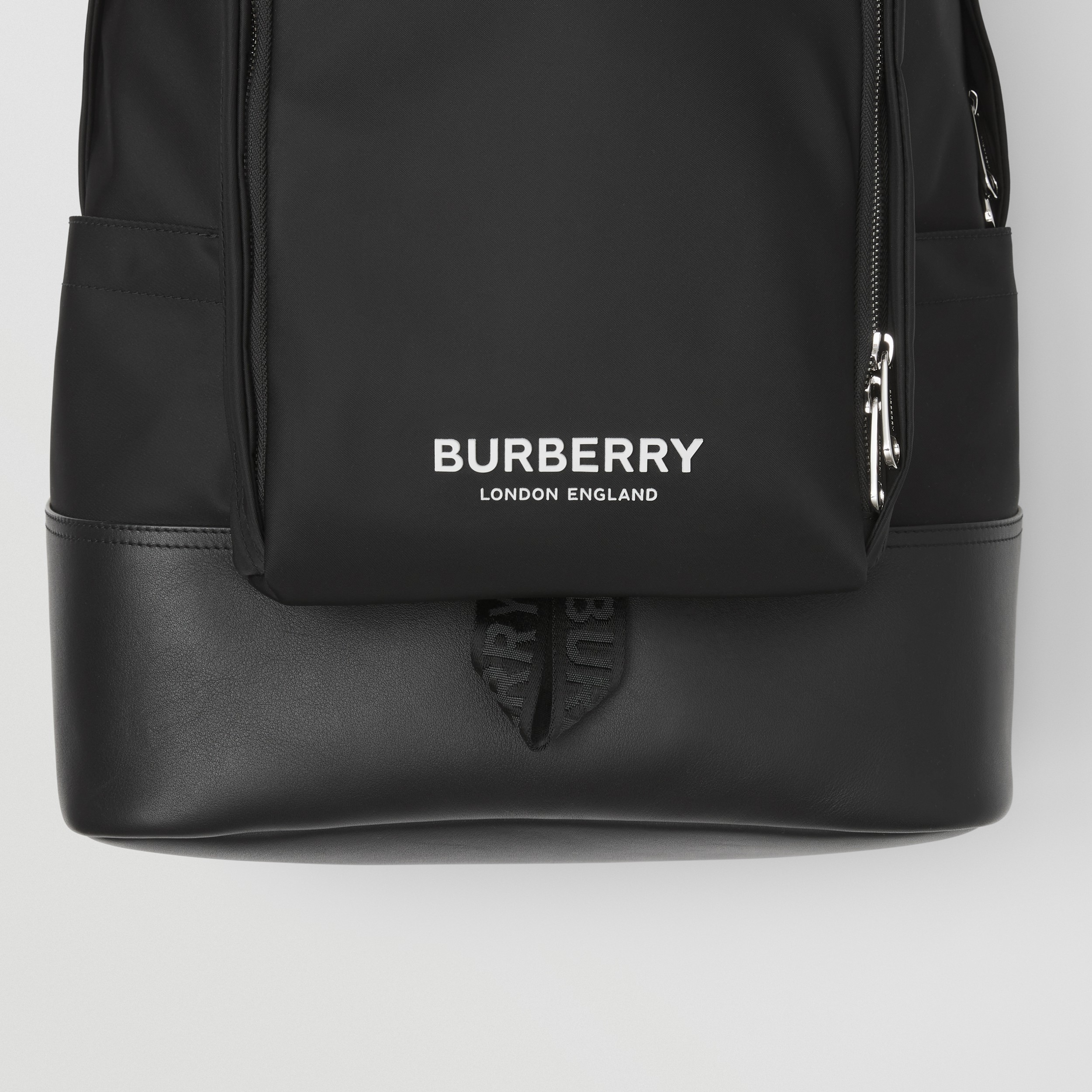 Large Logo Print Nylon and Leather Backpack in Black - Men | Burberry® Official - 2