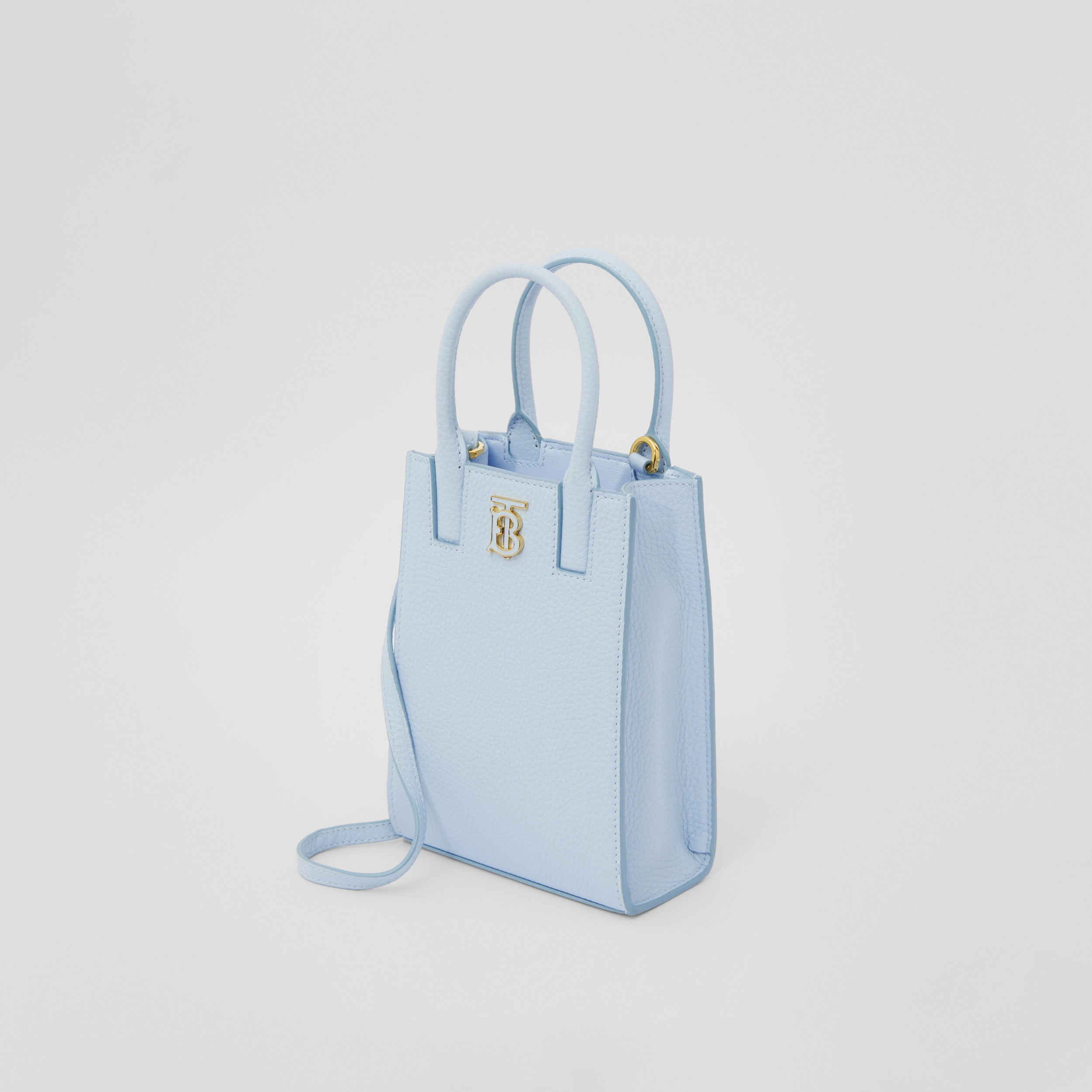 Micro Grainy Leather Frances Tote in Pale Blue - Women | Burberry® Official - 3
