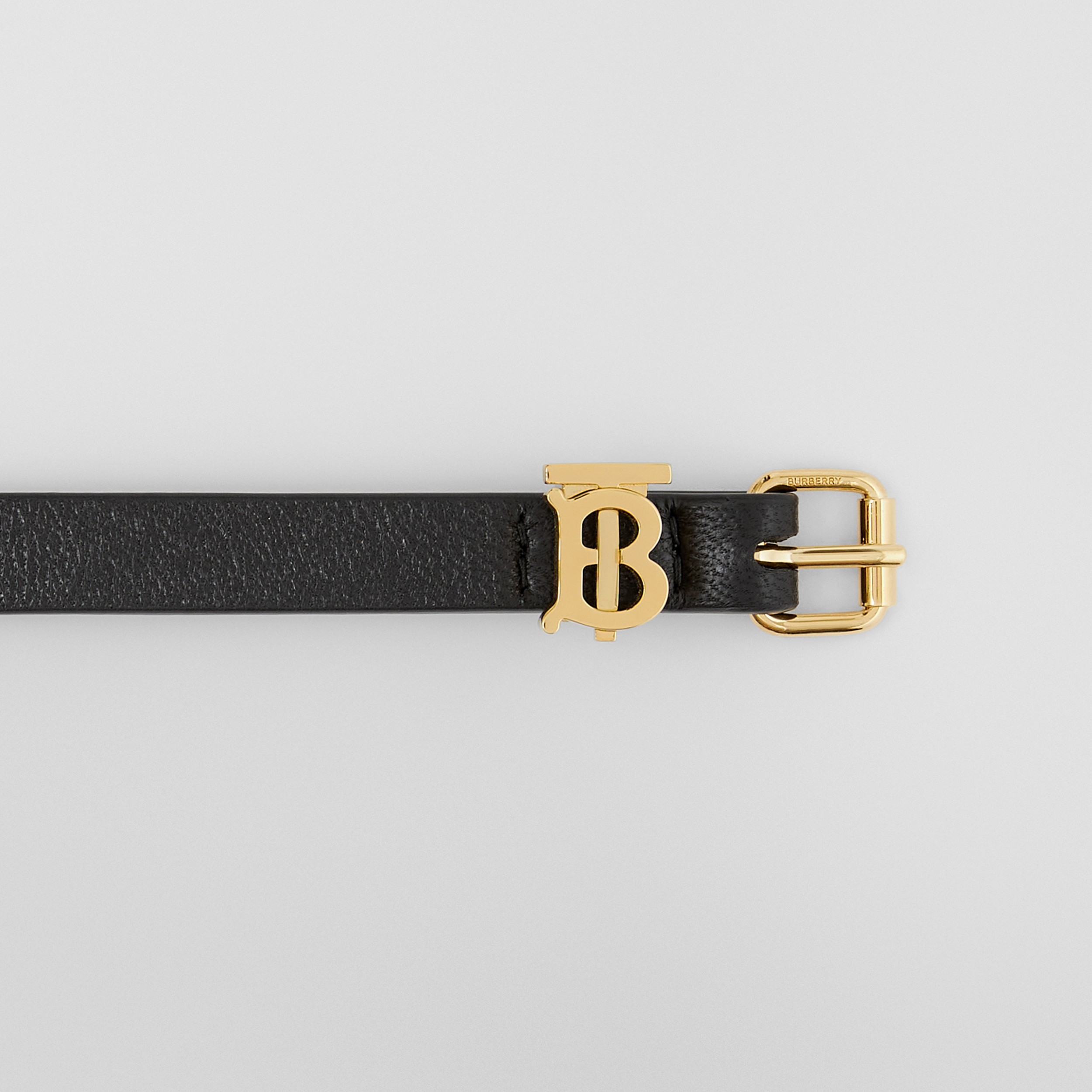 Monogram Motif Leather Wraparound Bracelet in Black/light Gold - Women | Burberry® Official - 2