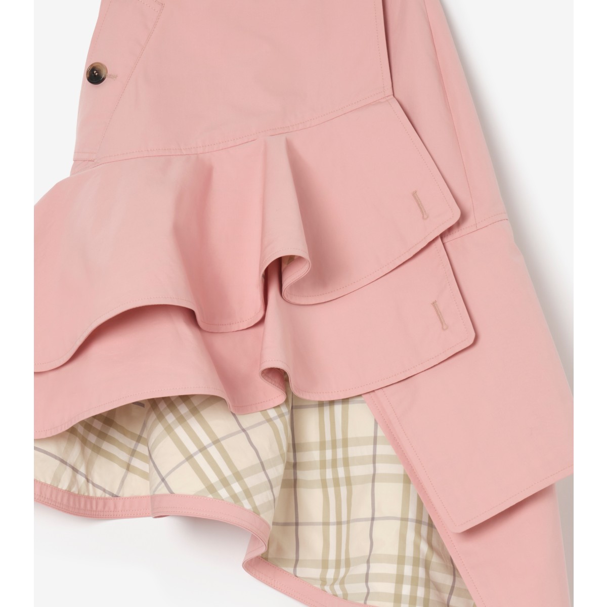  Check Ruffled Gabardine Trench Skirt