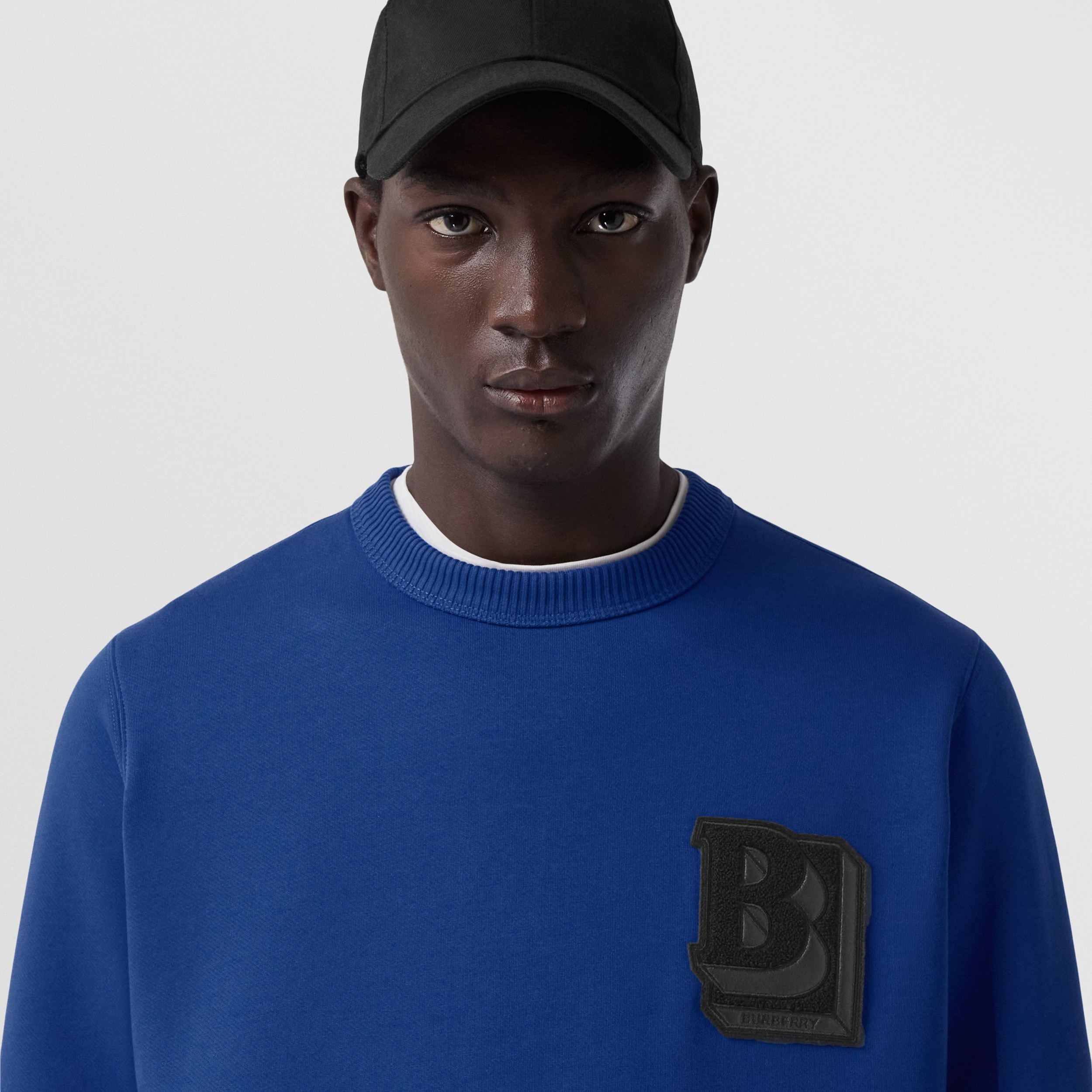 Letter Graphic Cotton Blend Sweatshirt in Oceanic Blue - Men | Burberry® Official - 2