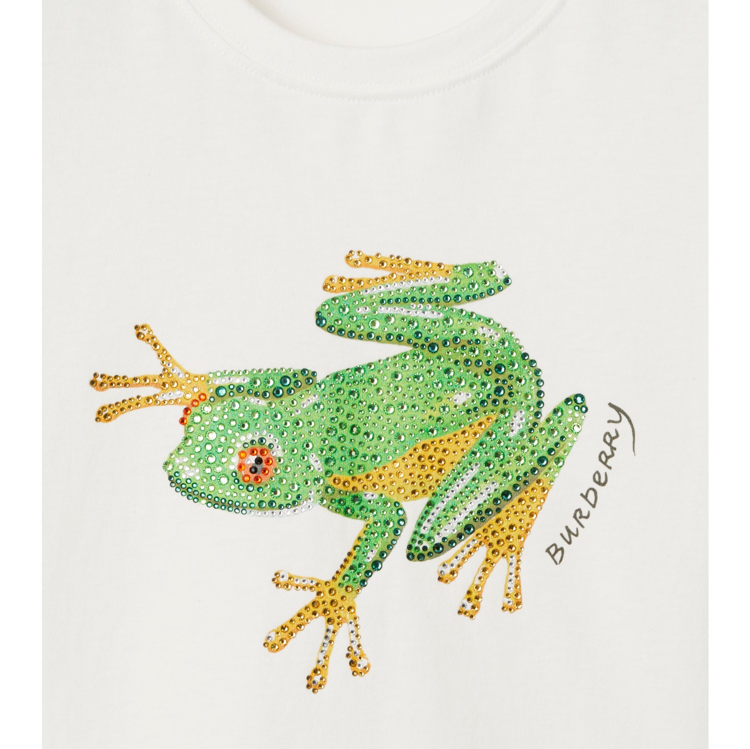 T-shirt boxy en coton à imprimé grenouille avec cristaux