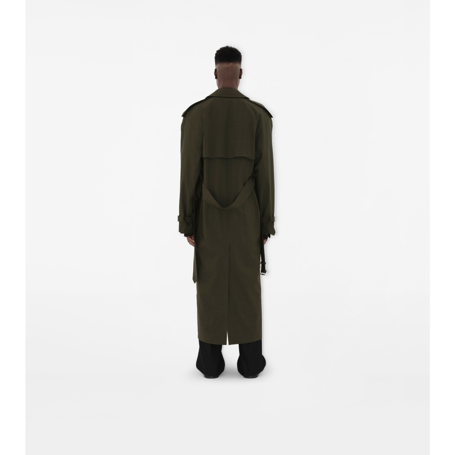 Langer Trenchcoat aus Stretchwolle