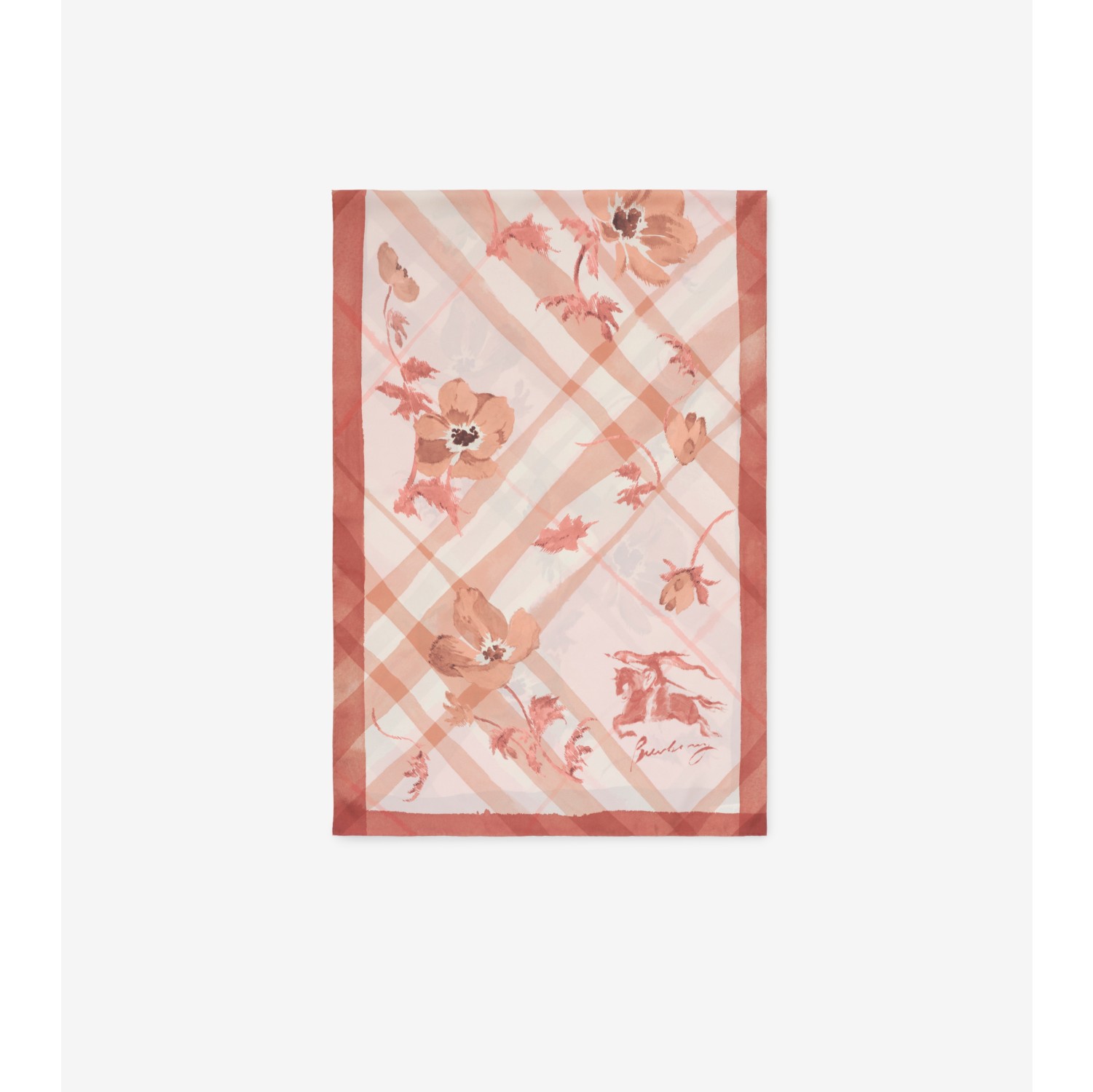 Wide Watercolour Check Silk Scarf