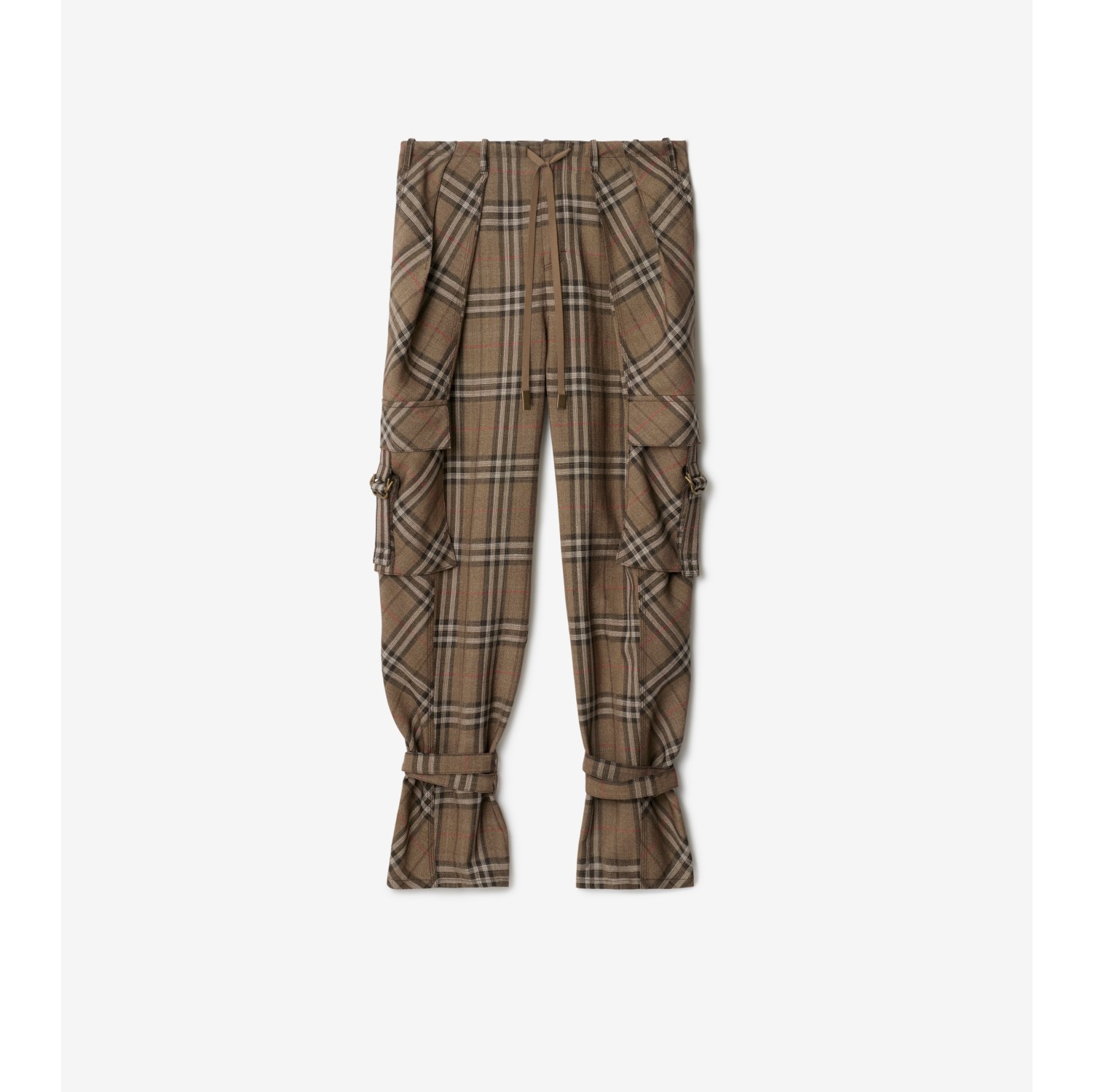 Check Silk Blend Cargo Trousers