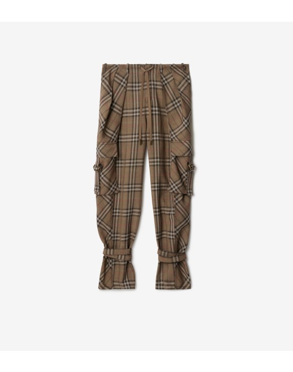 Check Silk Blend Cargo Trousers