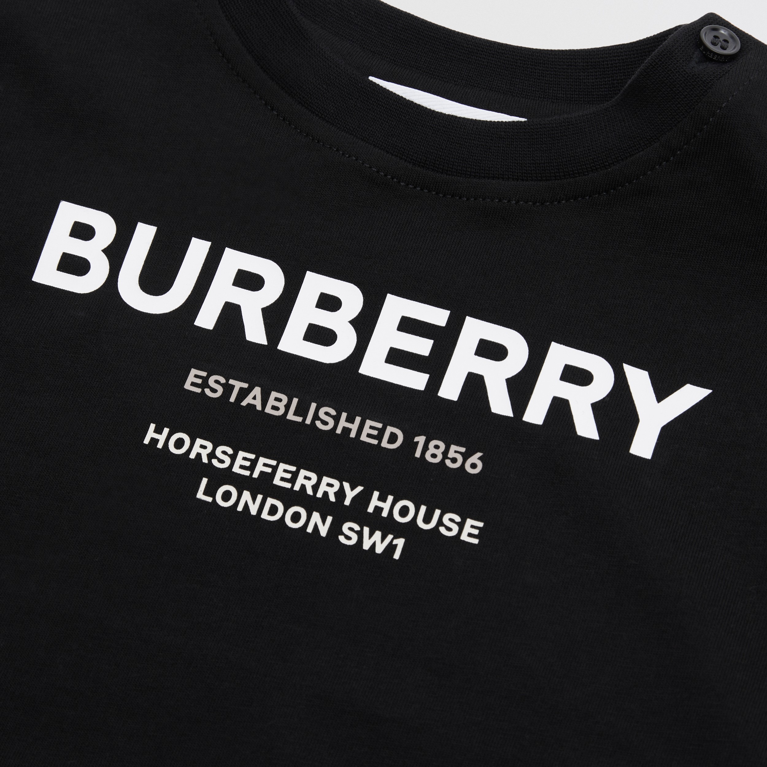 Horseferry Print Cotton T-shirt in Black - Children | Burberry® Official - 2