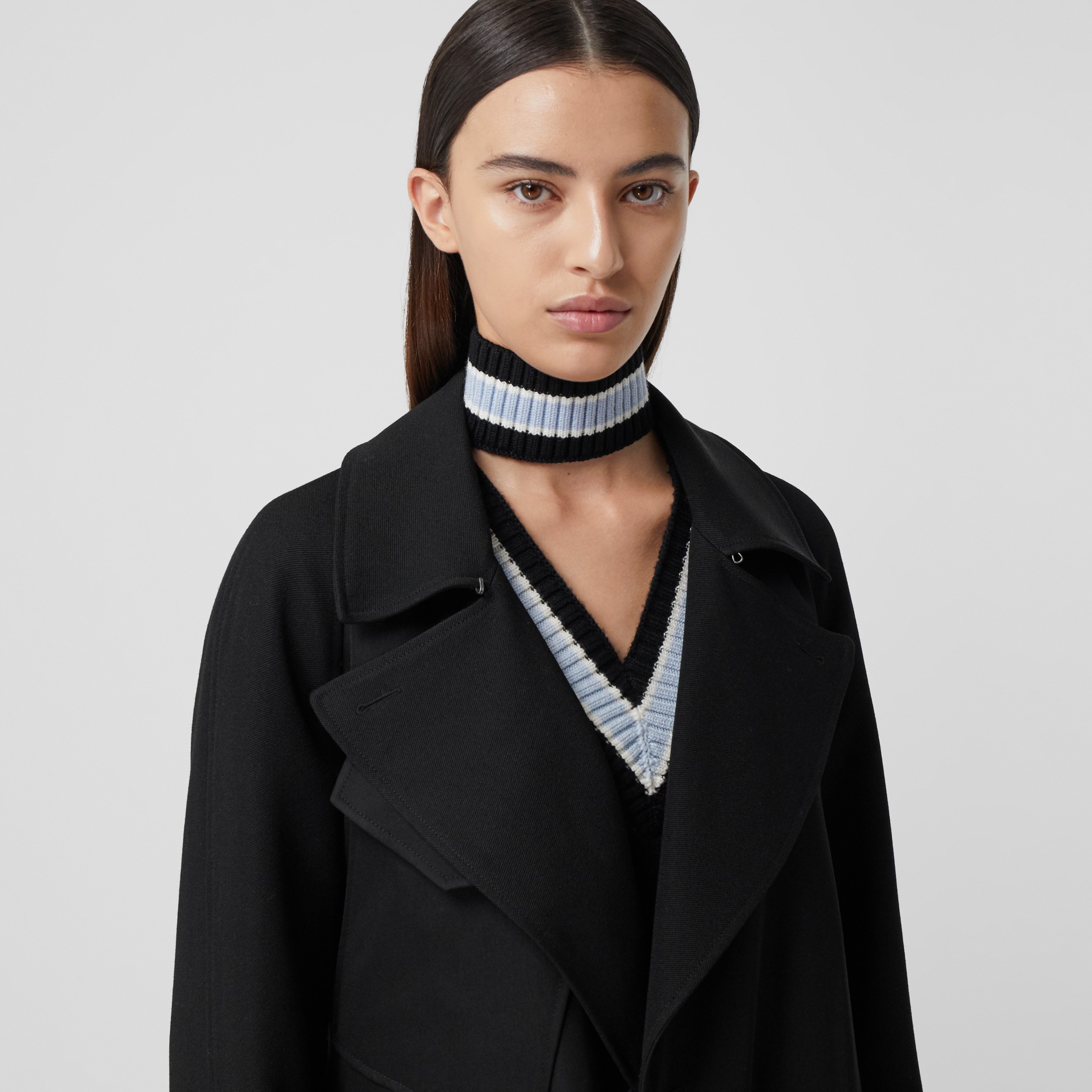 Technical Wool Tielocken Coat in Black - Women | Burberry