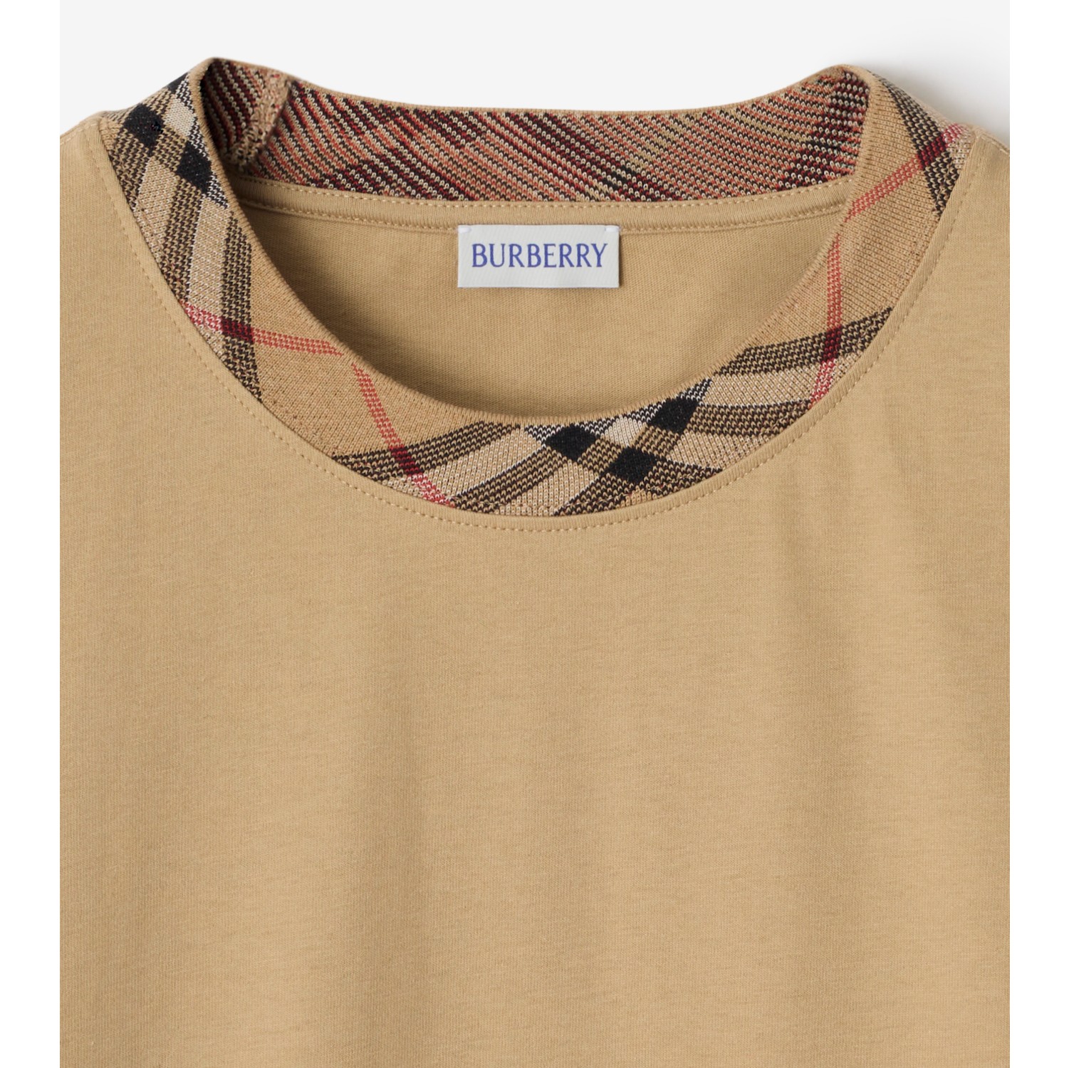 Check Trim Cotton T-shirt
