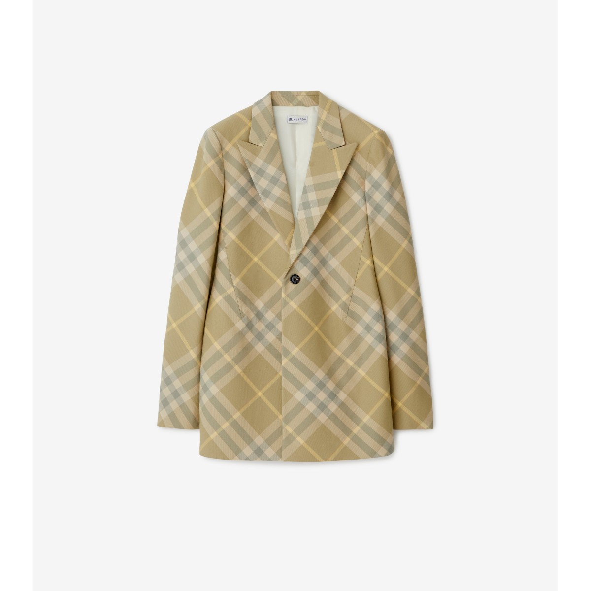 Shop Burberry Check Wool Tailored Jacket In Flax