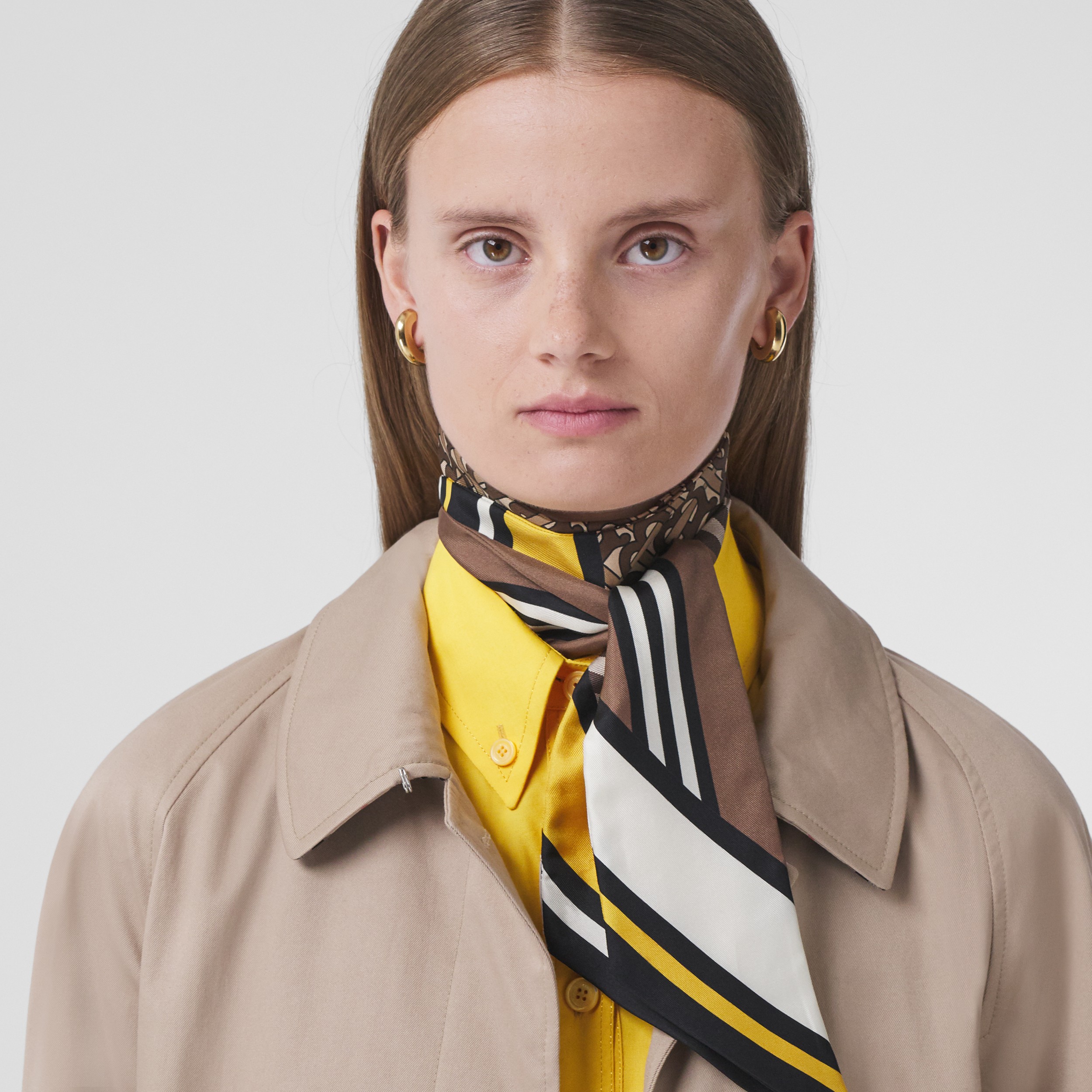 Montage Print Silk Skinny Scarf in Multicolour - Women | Burberry® Official - 3