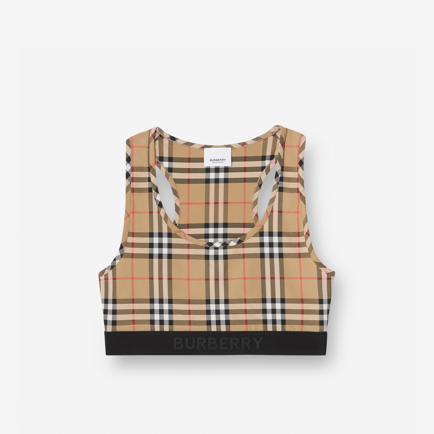 Logo Detail Vintage Check Bra Top in Archive Beige - Women | Burberry® Official