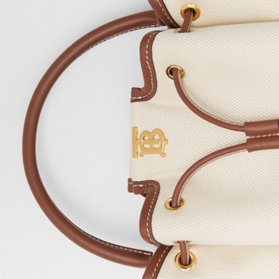 monogram motif latticed leather bucket bag