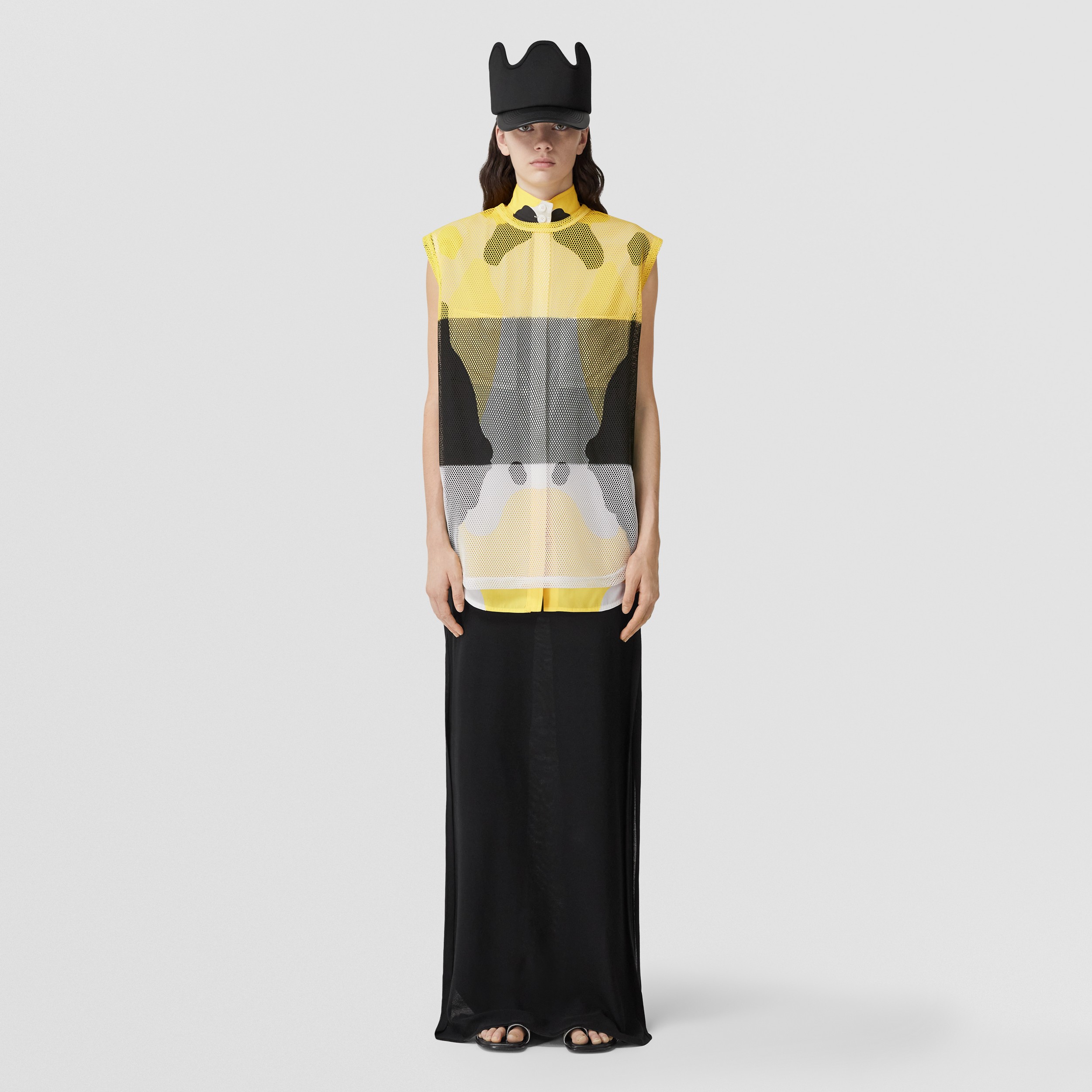 Geometric Detail Stretch Jersey Dress in Black - Women | Burberry® Official - 1