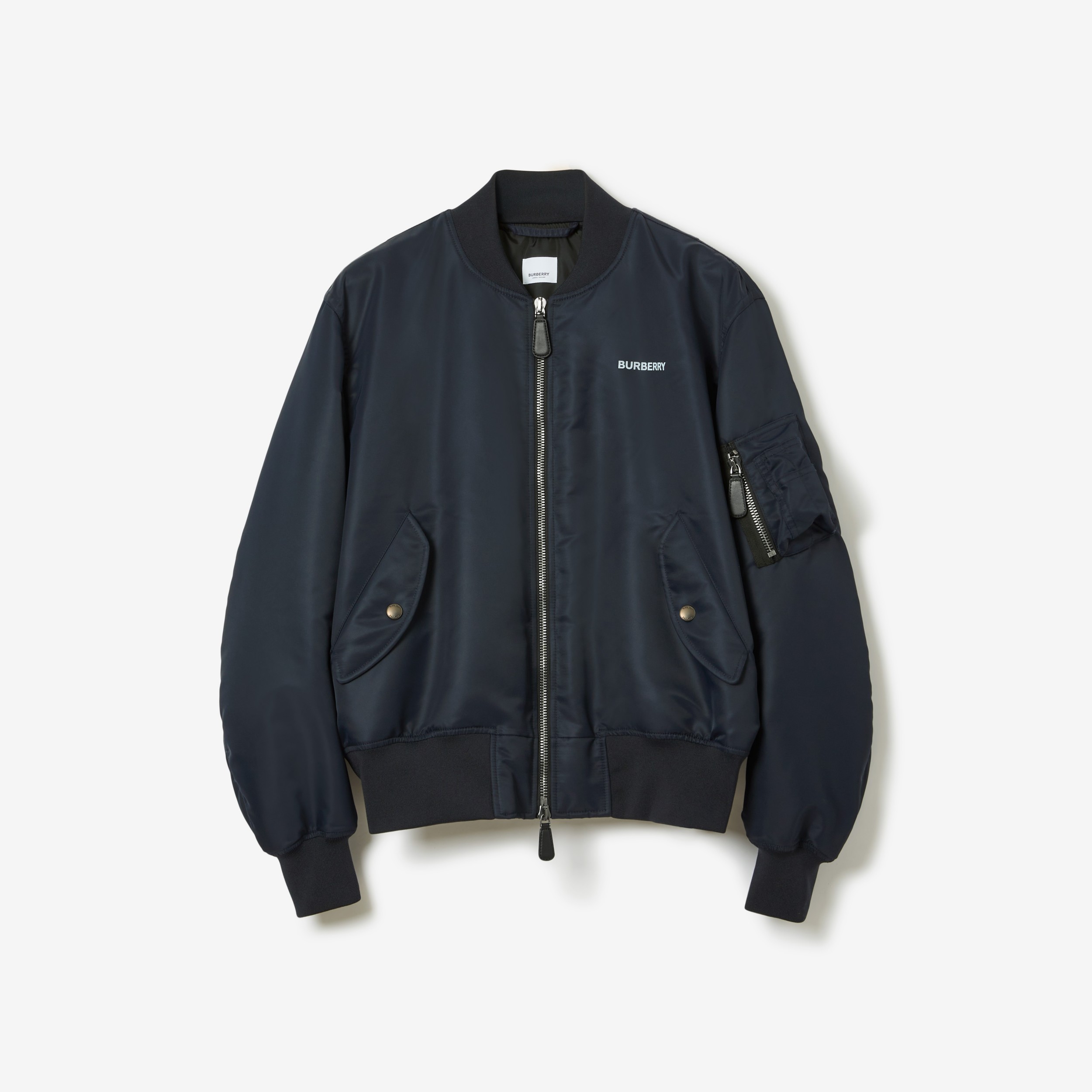 Logo Print Nylon Bomber Jacket in Smoked Navy - Men Burberry® Official