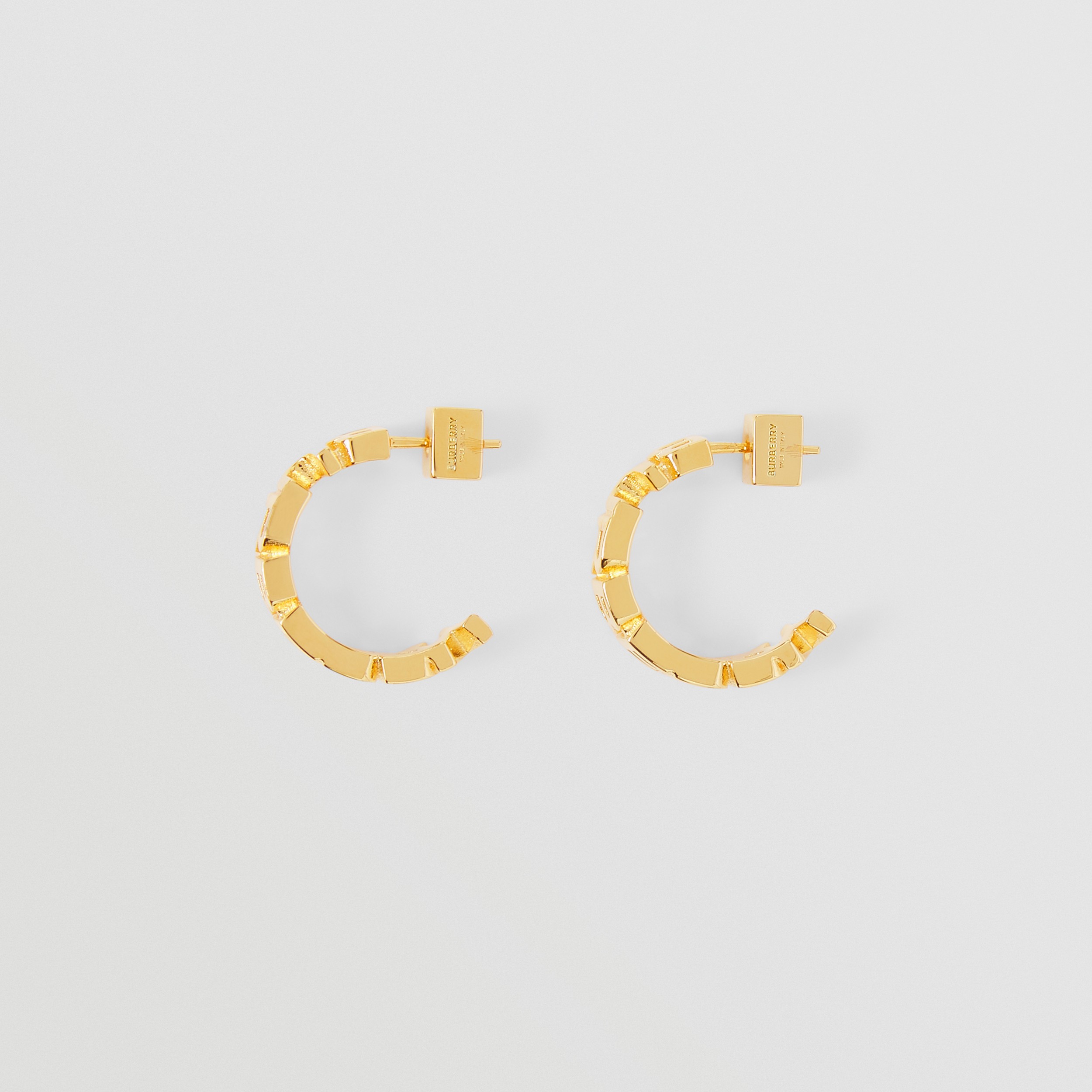 Gold-plated Logo Hoop Earrings in Light - Women | Burberry® Official - 1