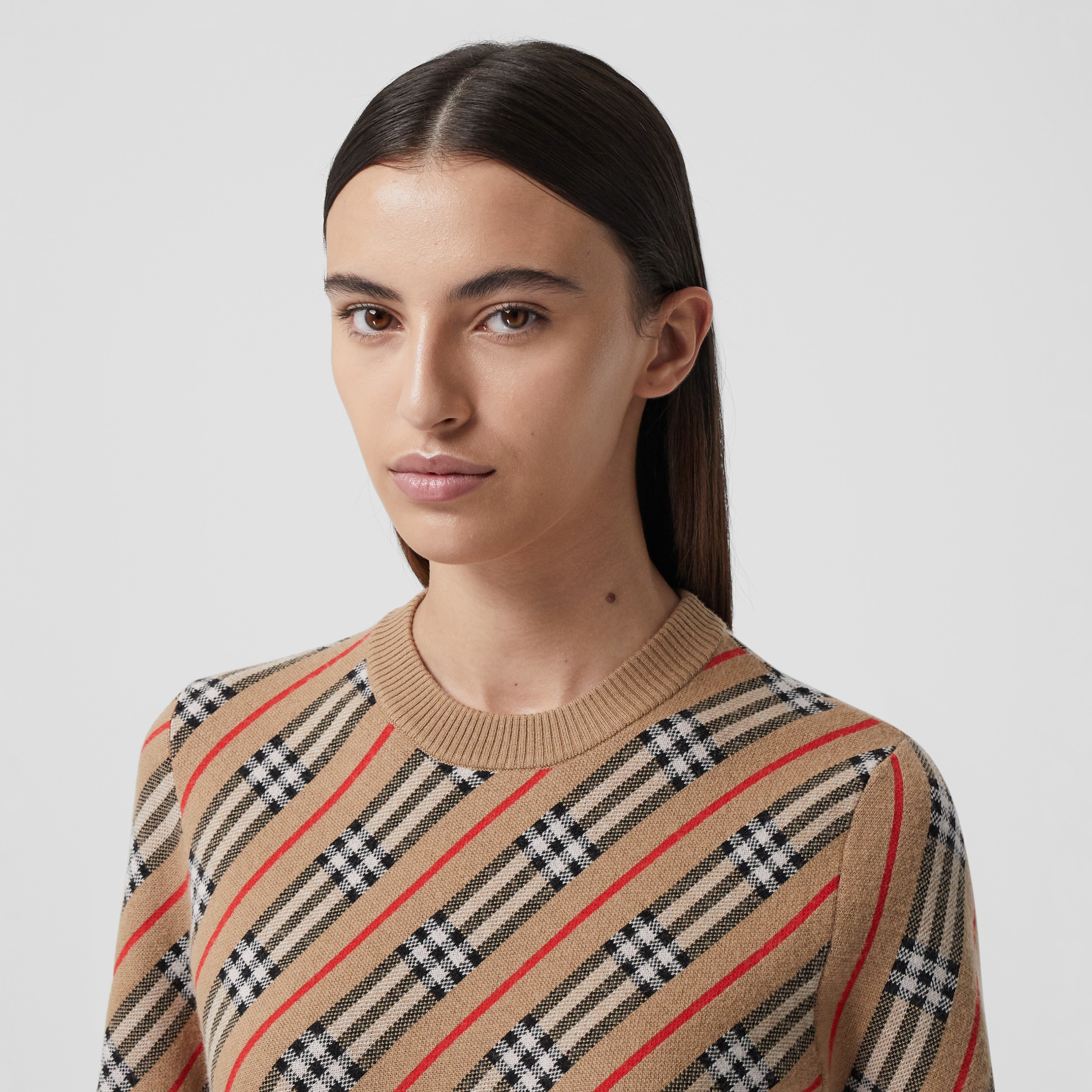 la ligne stripe half zip merino wool sweater