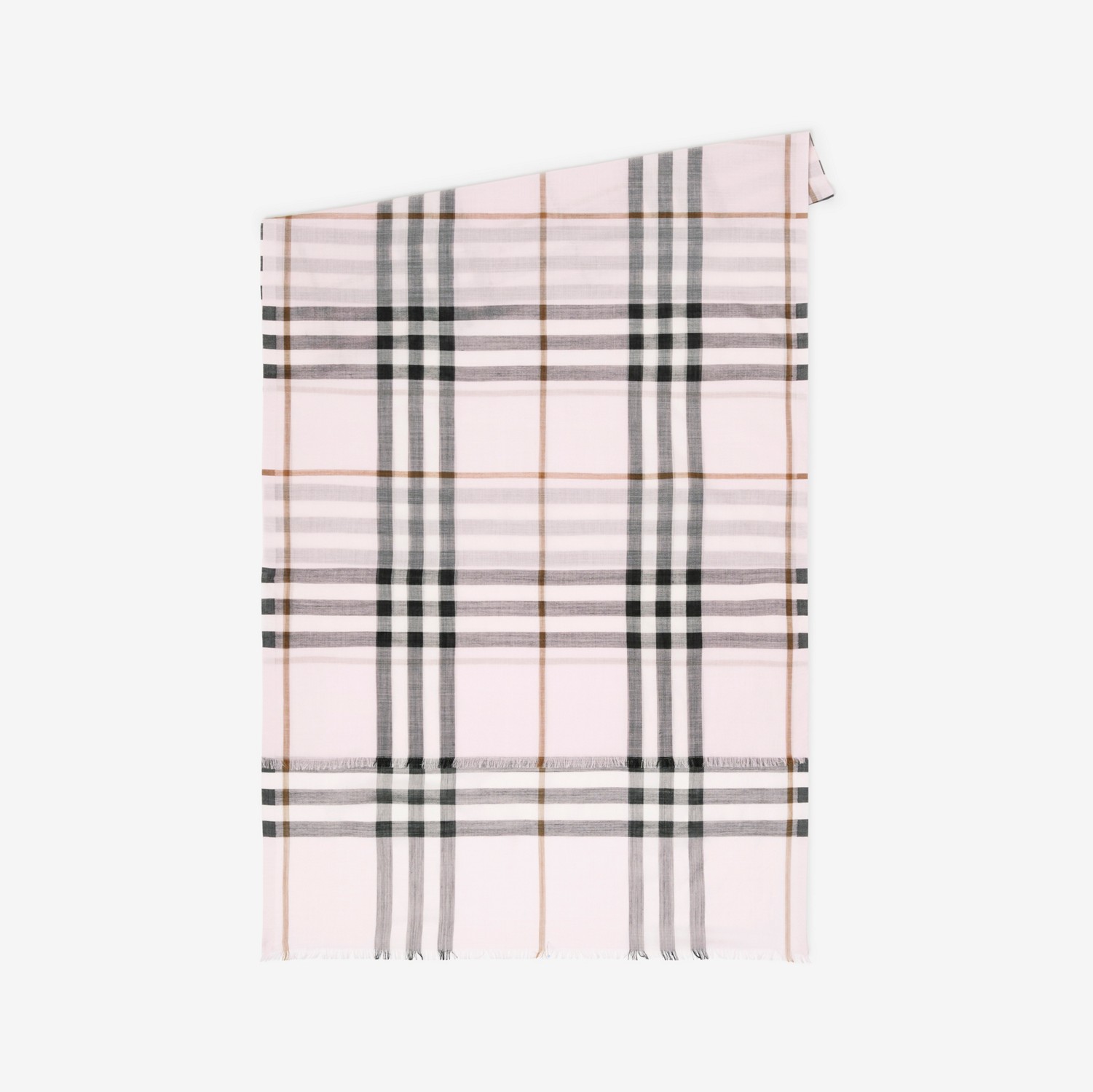 Lightweight Check Wool Silk Scarf in Pale Candy Pink | Burberry® Official