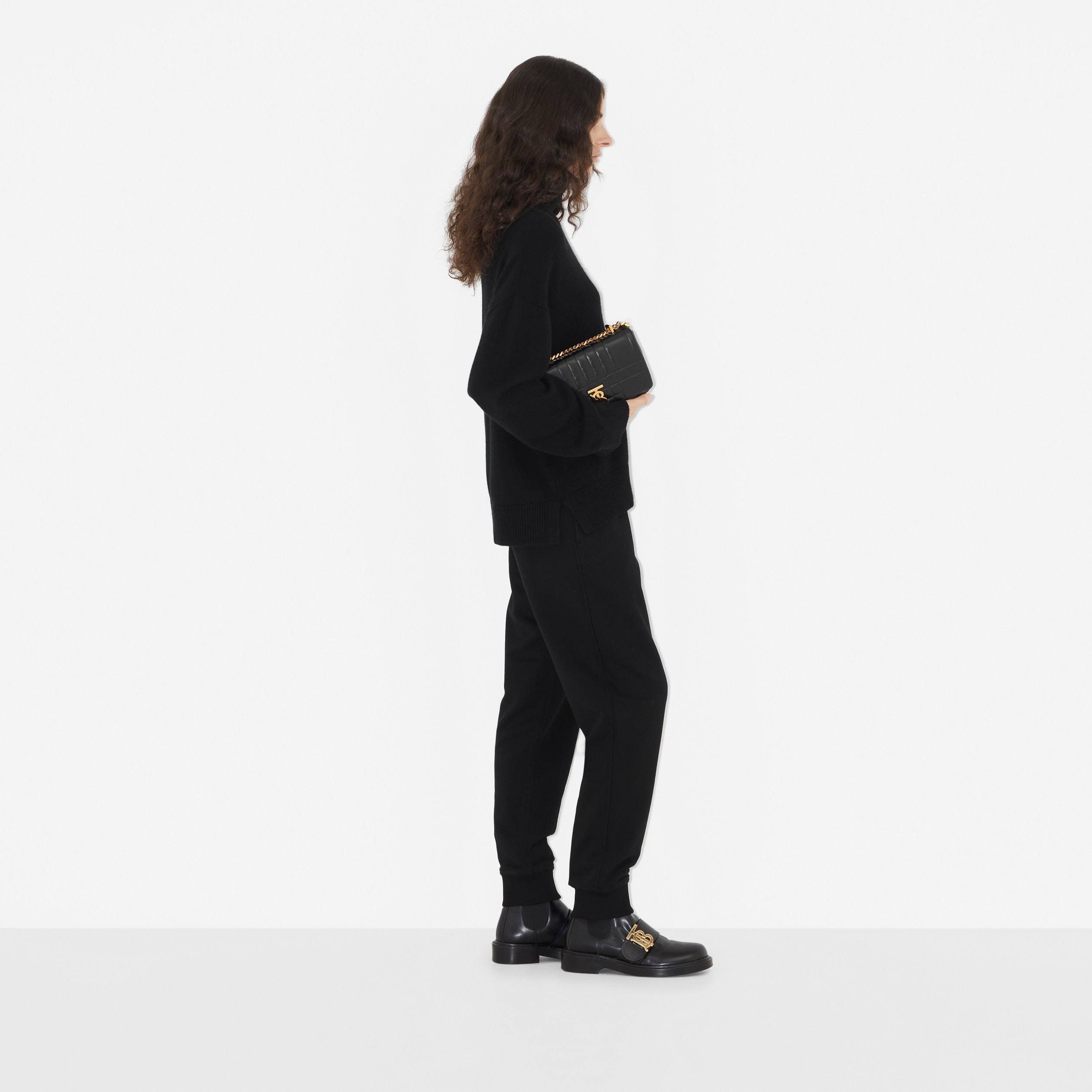 Pantaloni da jogging in cotone con lettera ricamata (Nero) - Donna | Sito ufficiale Burberry® - 3