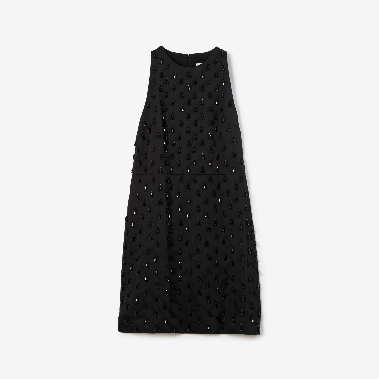 Embellished Satin Sleeveless Dress in Black - Women | Burberry® Official