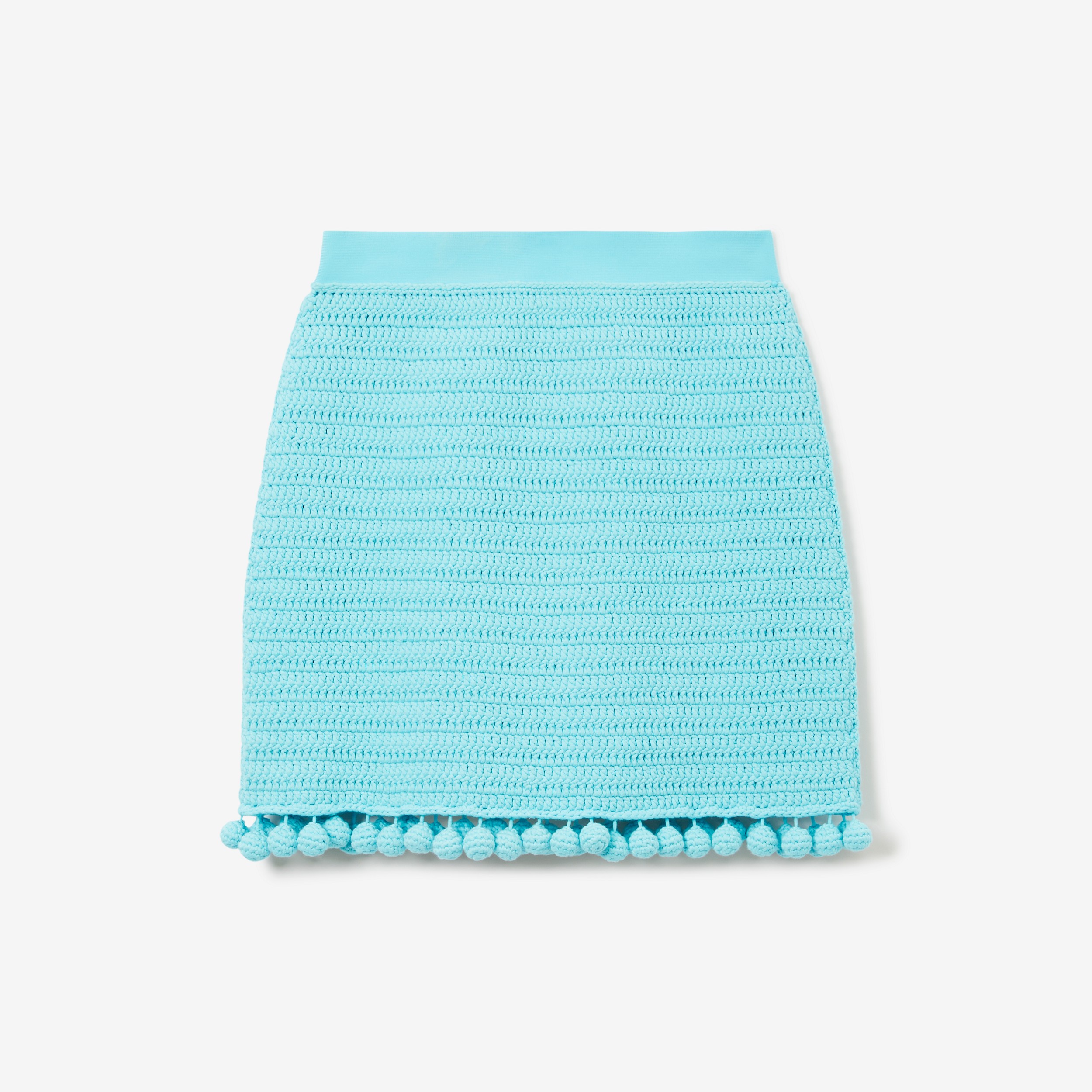 Crochet Technical Cotton Mini Skirt in Bright Topaz Blue - Women | Burberry® Official - 1