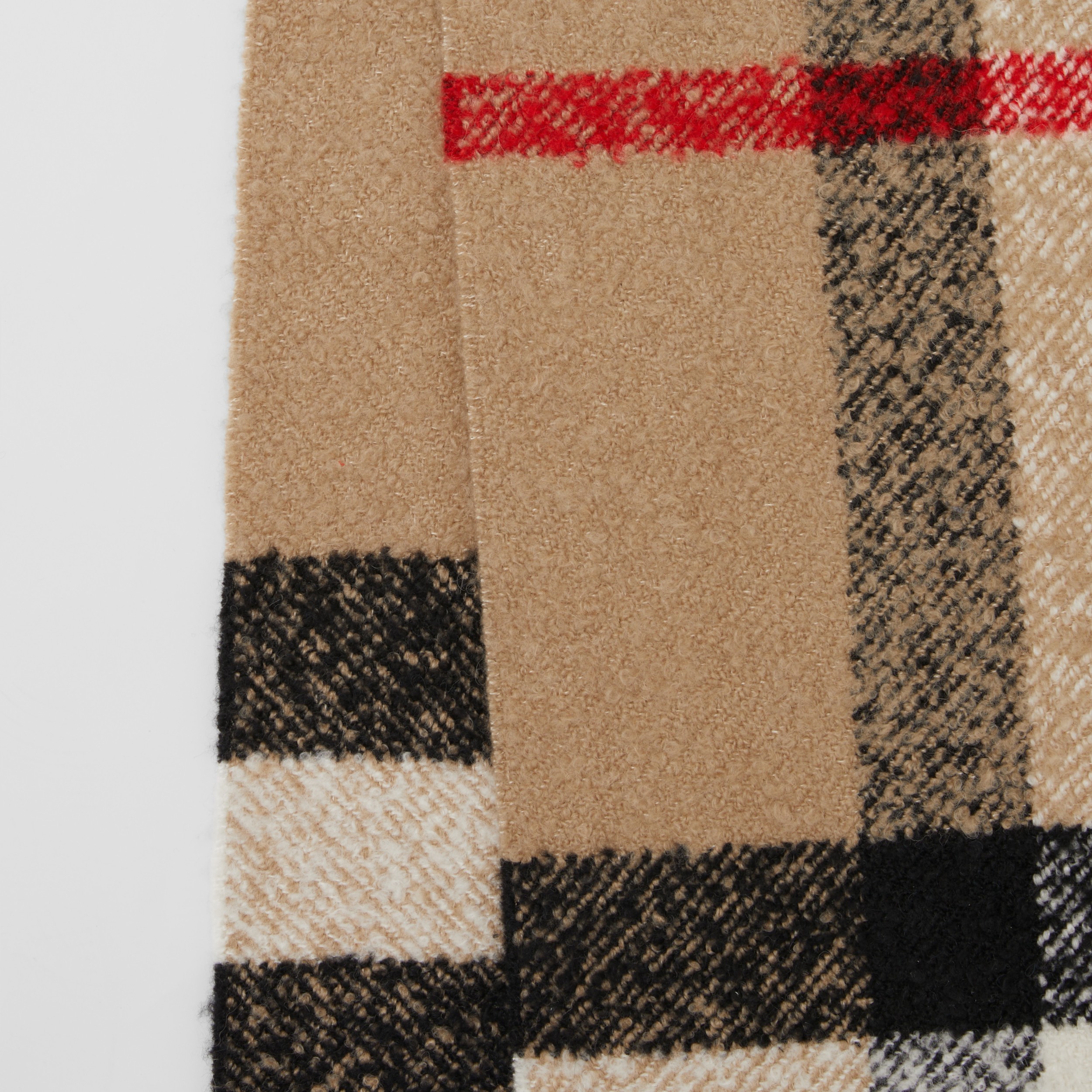 Check Cashmere Wool Silk Bouclé Scarf in Archive Beige | Burberry® Official