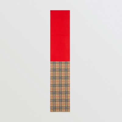 colour block check merino wool scarf