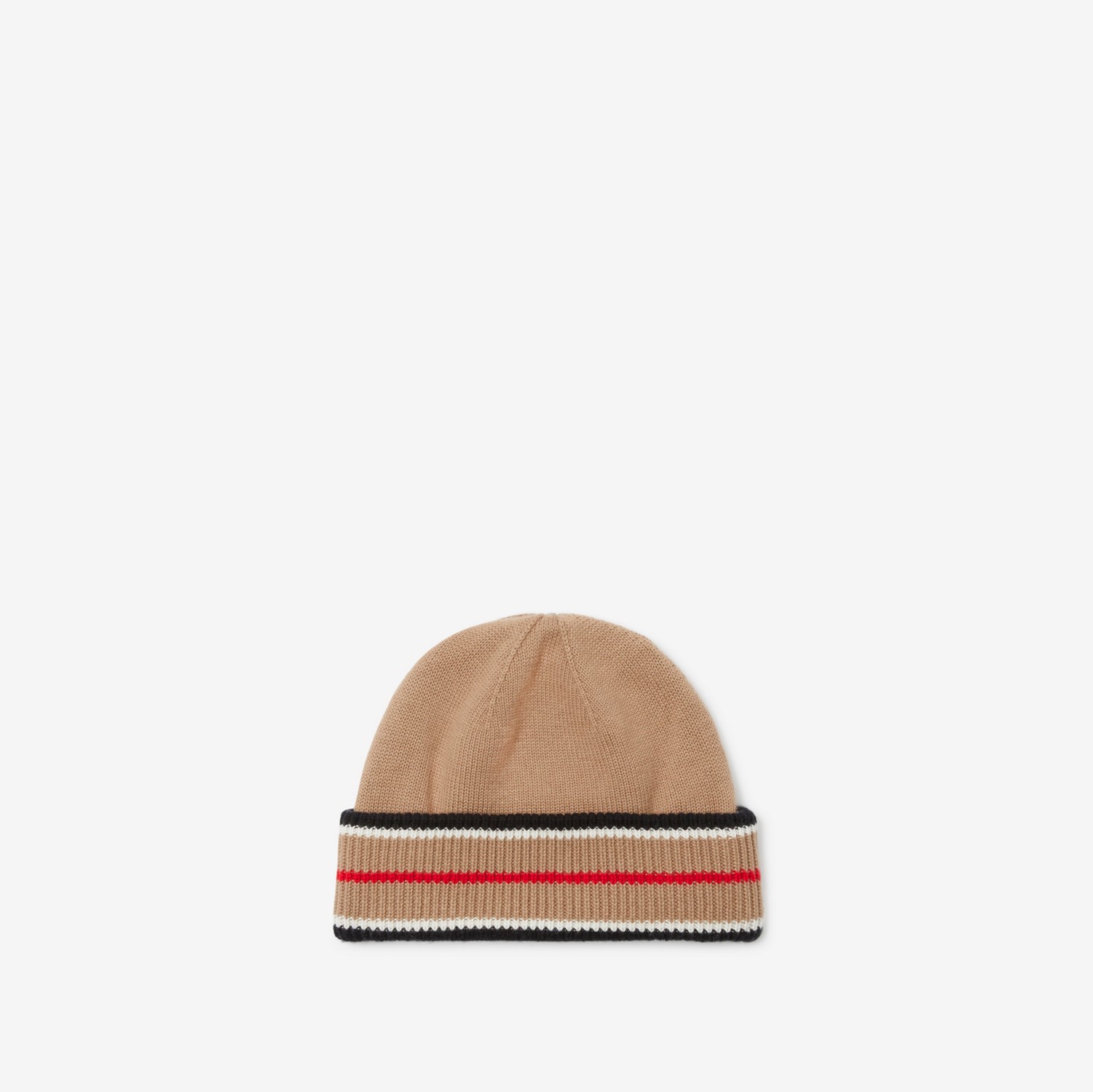 双面两用标志性条纹羊绒混纺毛线帽 (黑色 / 驼色) | Burberry® 博柏利官网