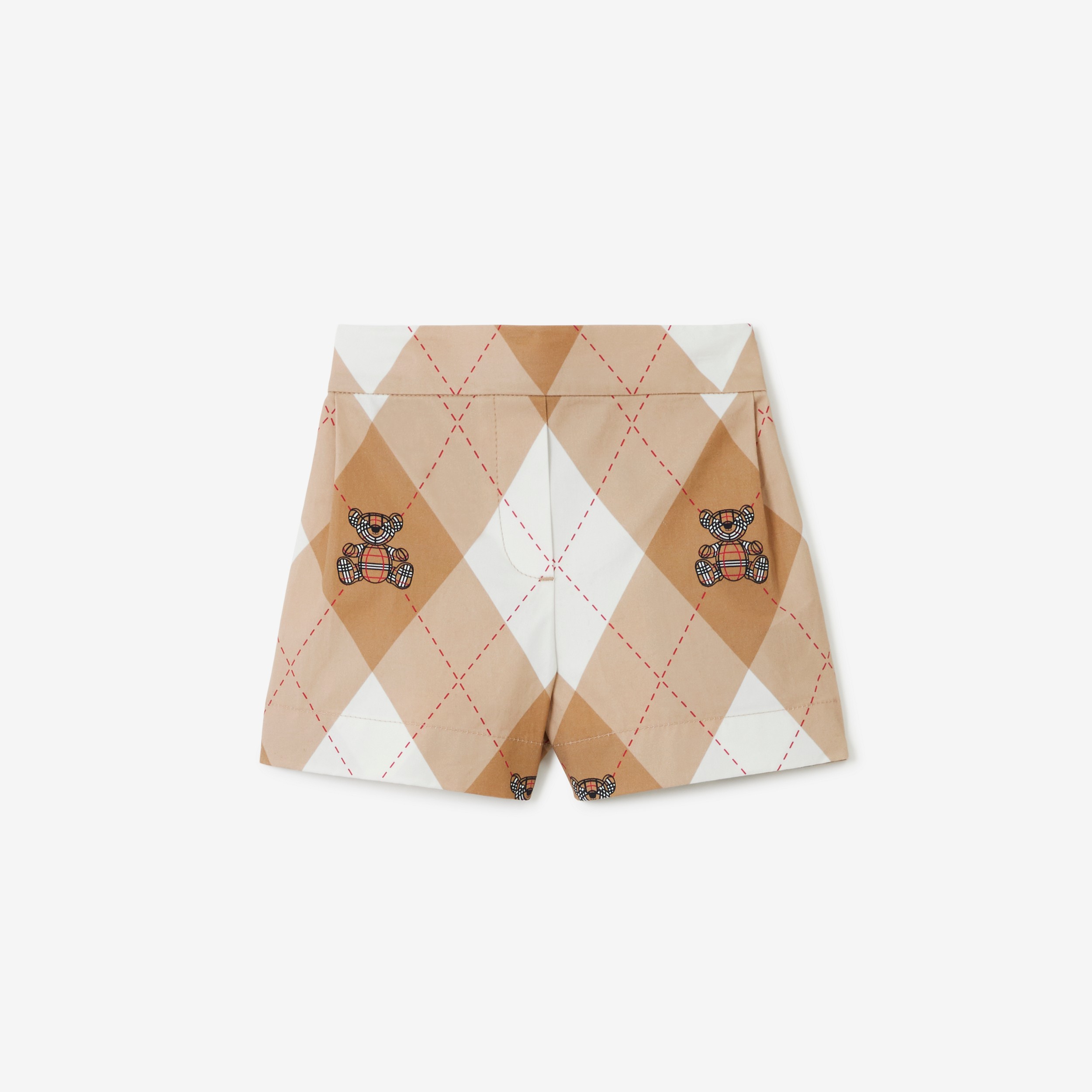 Thomas Bear Argyle Print Cotton Shorts in Soft Fawn - Children | Burberry® Official - 1
