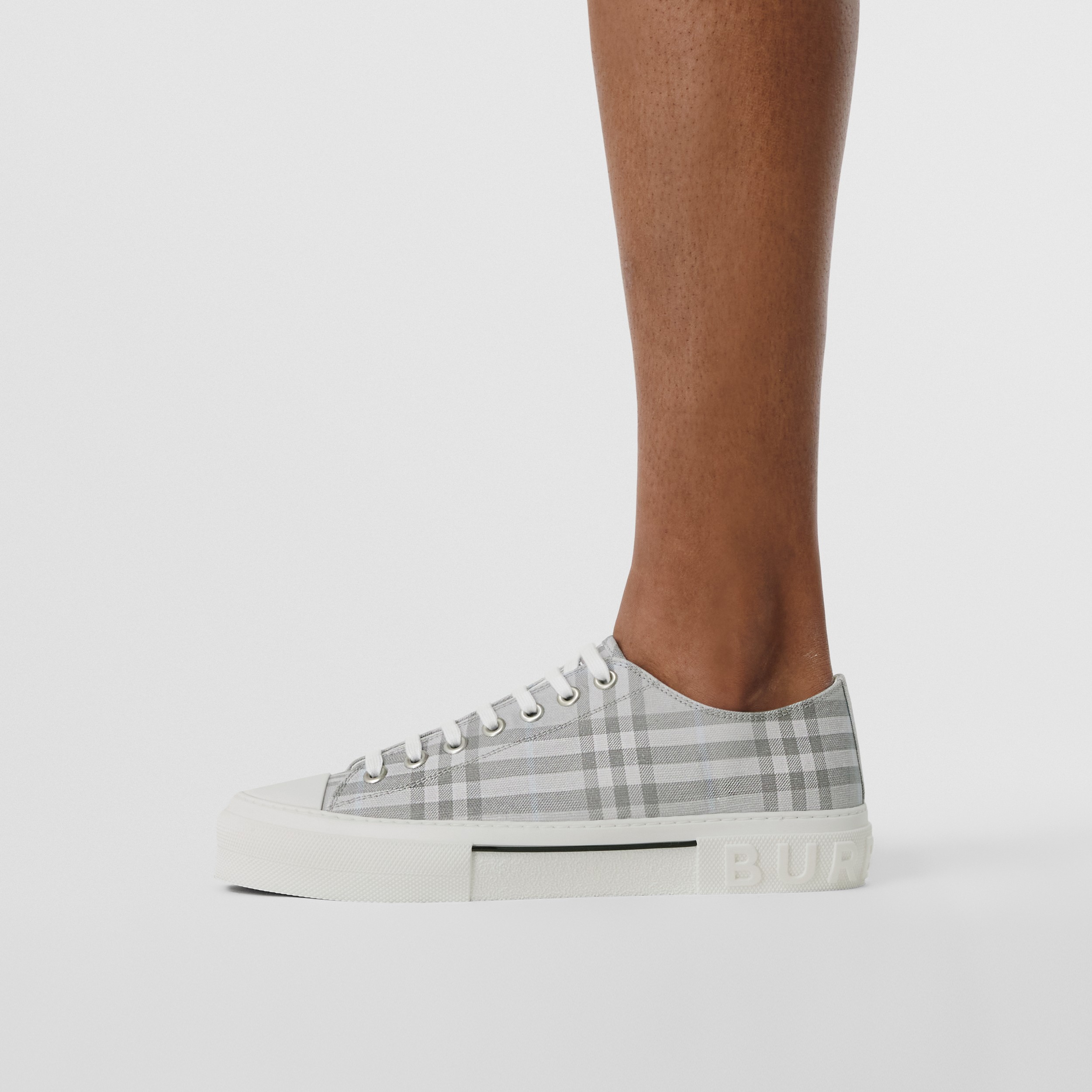 Vintage Check Cotton Sneakers in Grey - Men | Burberry® Official - 3