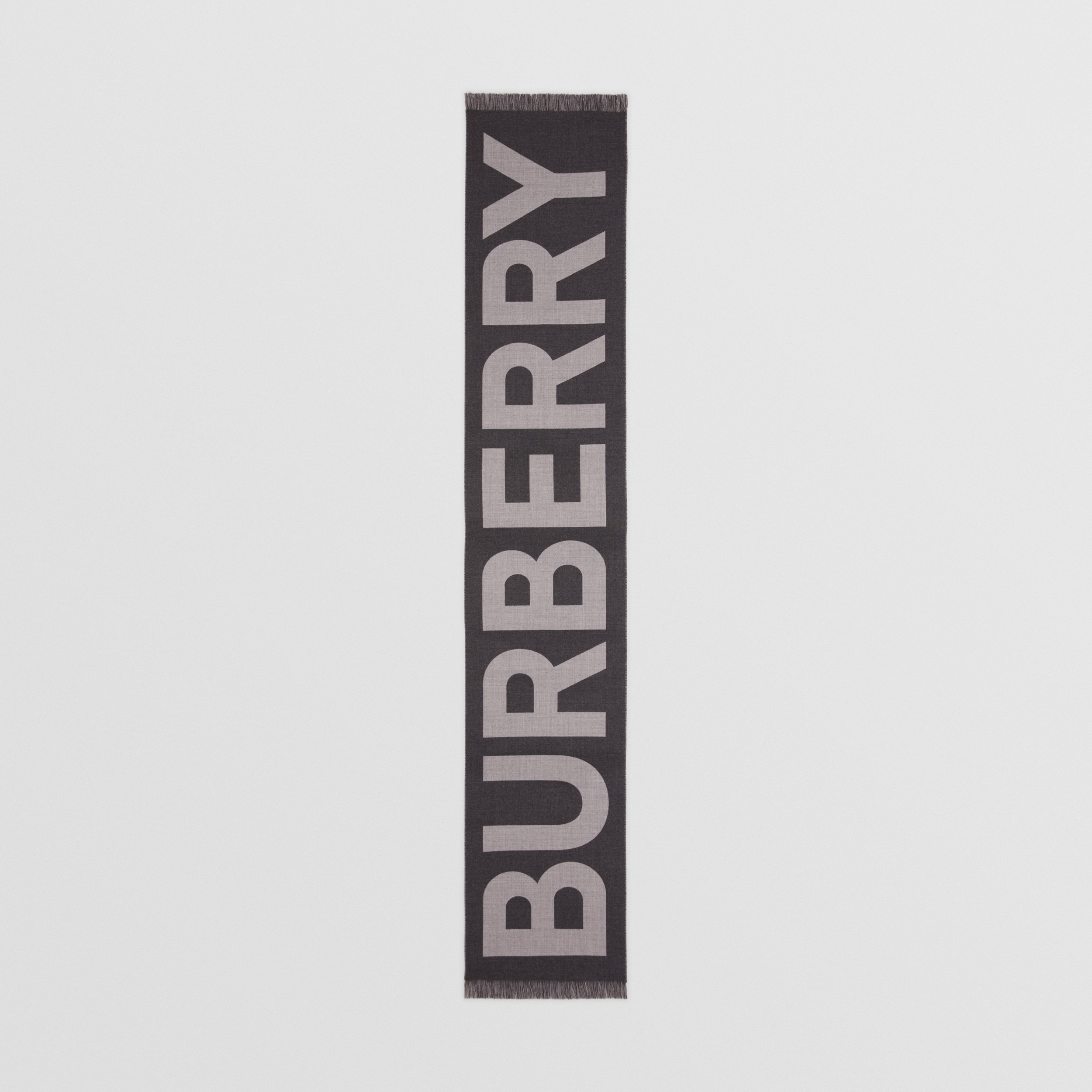 Logo Wool Jacquard Scarf in Flint Grey | Burberry® Official - 4