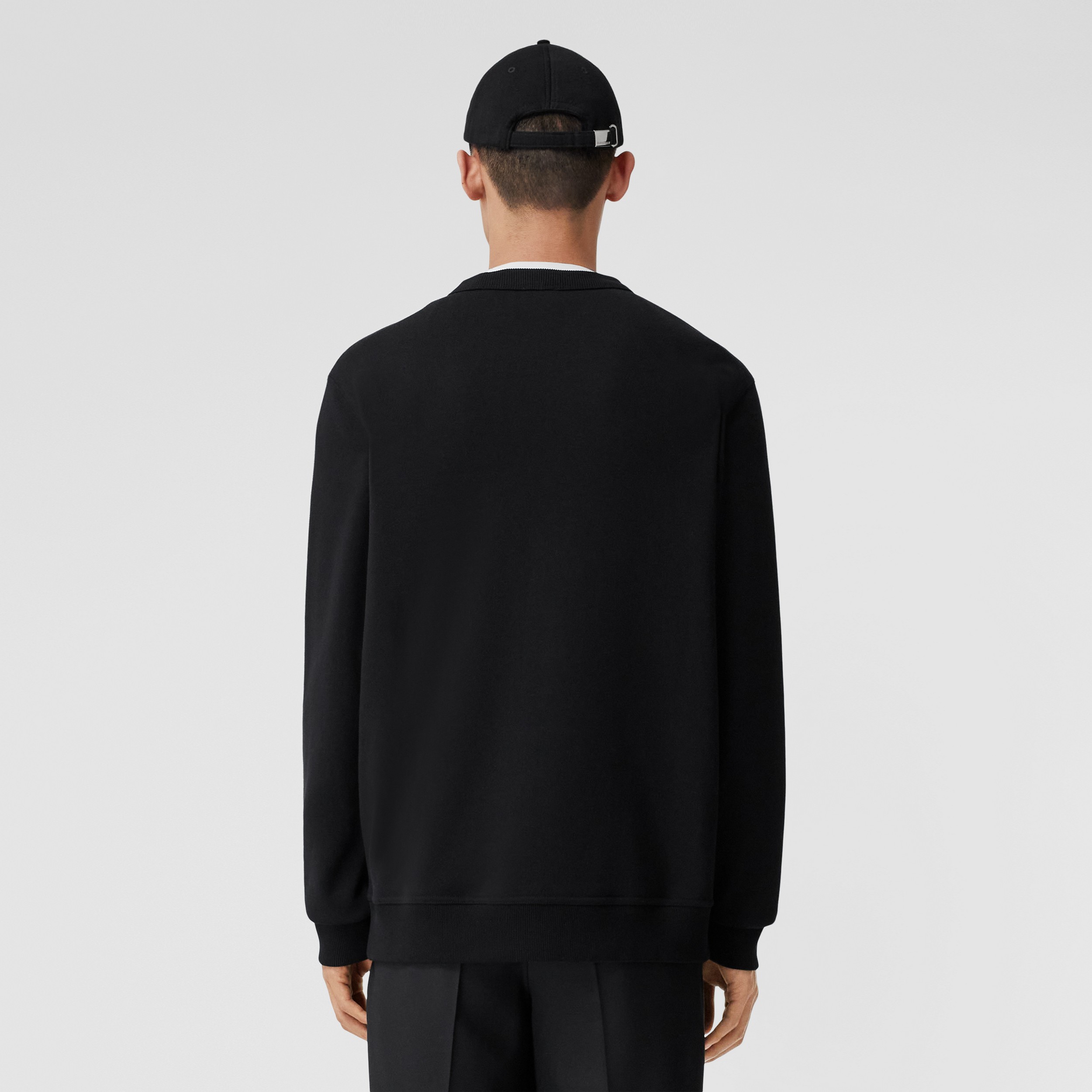 Logo Print Cotton Sweatshirt in Black | Burberry® Official - 3