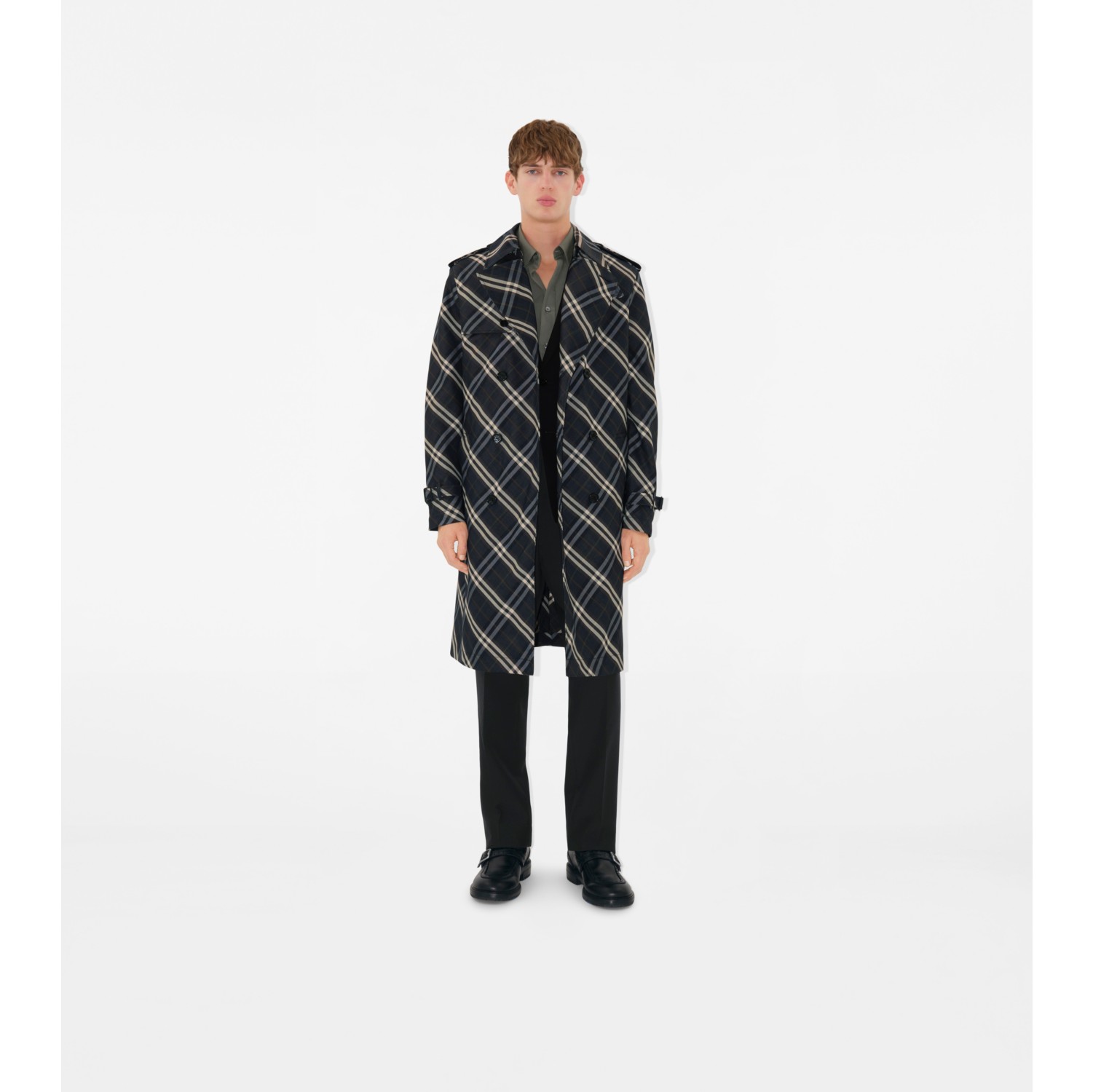 Long Check Trench Coat