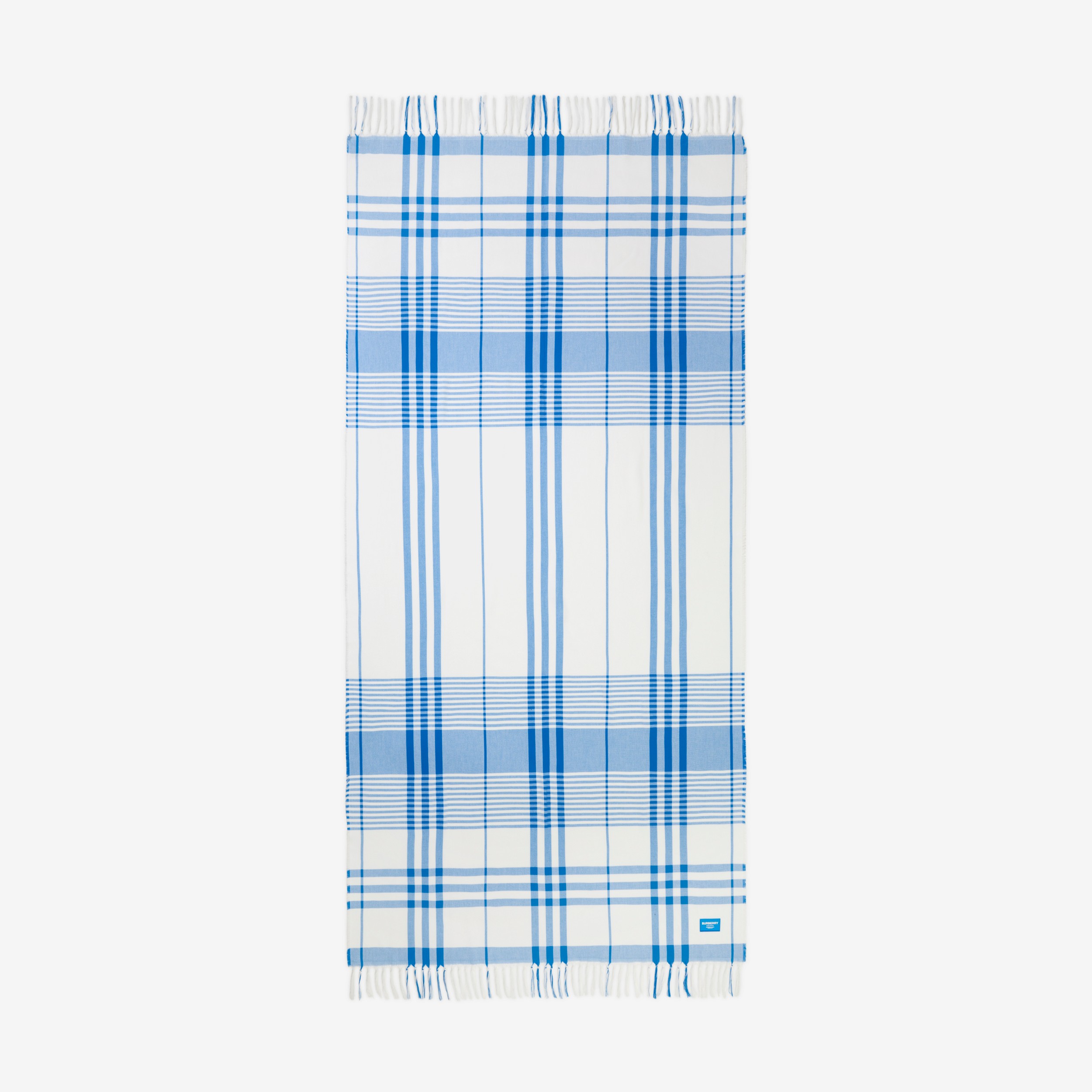 Check Cotton Beach Blanket in Vivid Blue/white | Burberry® Official - 1