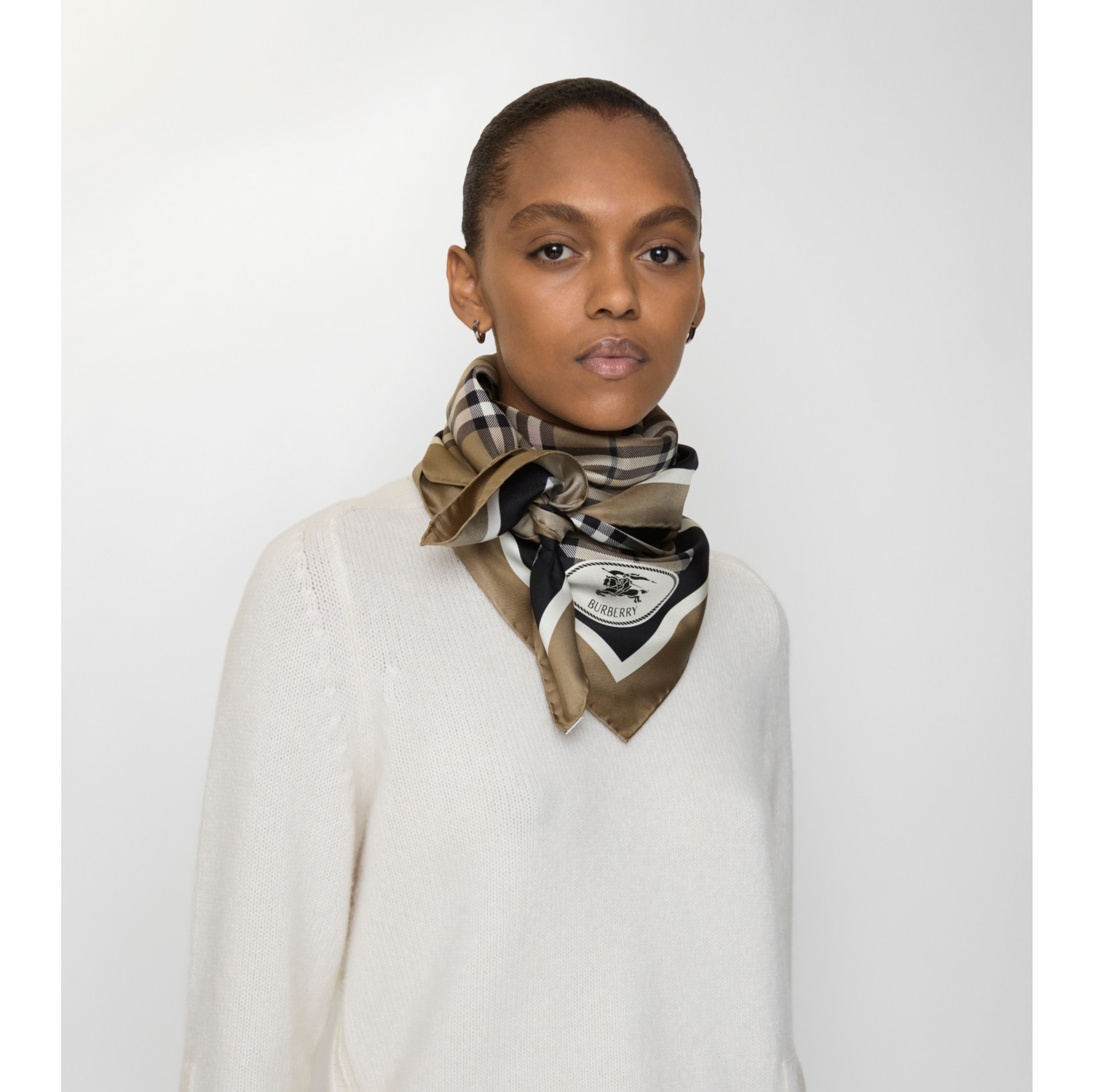 Check Knight Stamp Silk Scarf