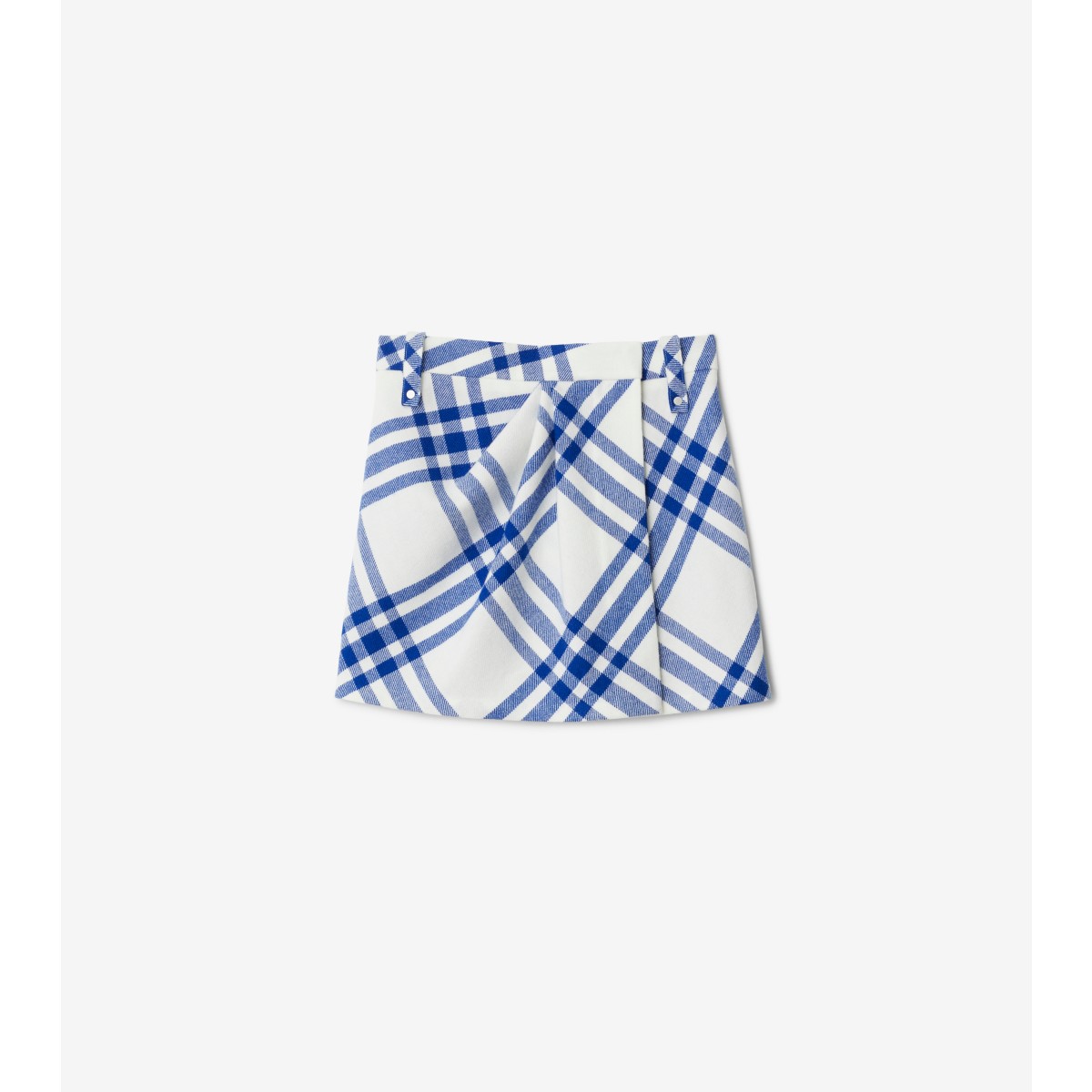 Burberry Pleat Detail Check Wool Mini Skirt In Salt