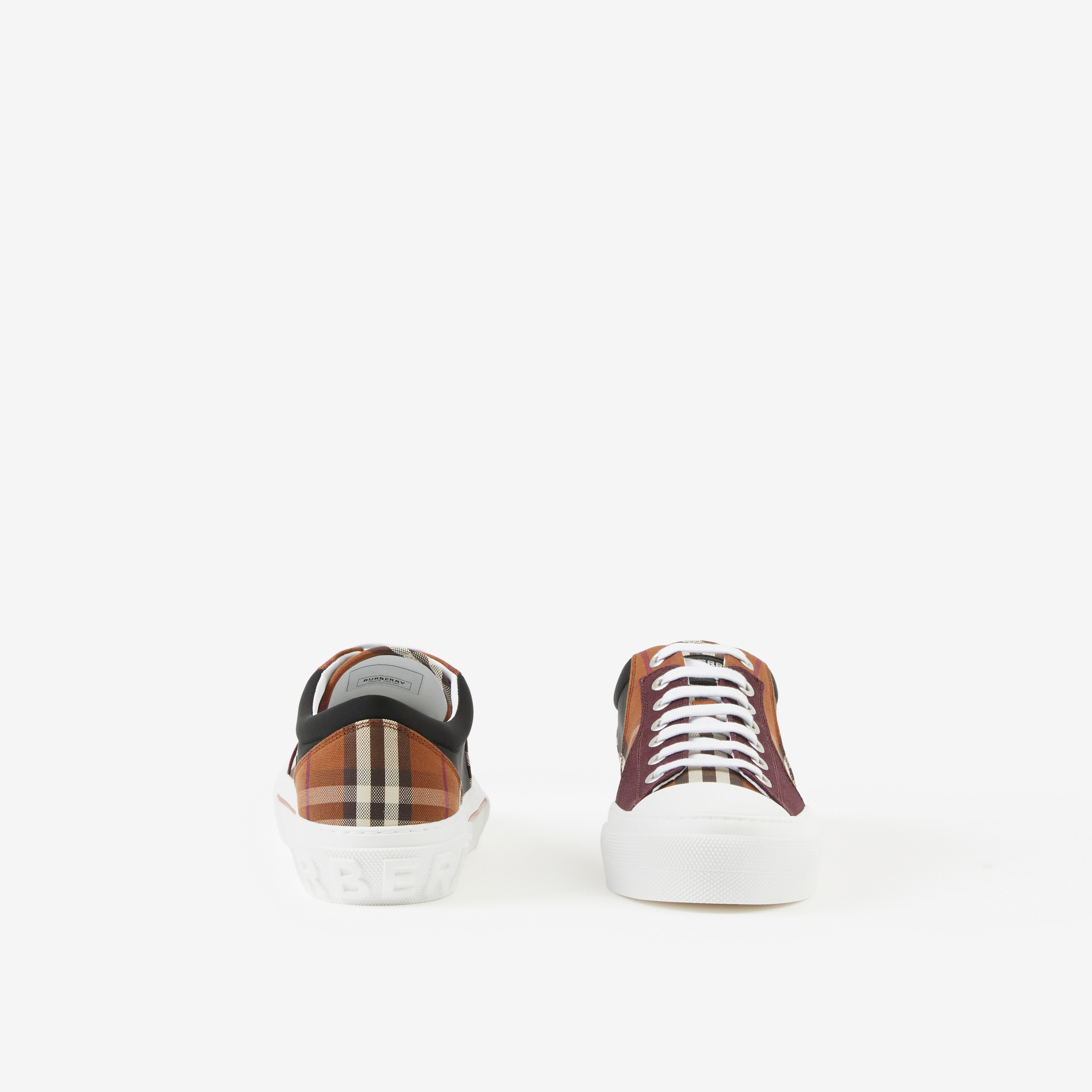 Vintage Check Cotton and Neoprene Sneakers in Dark Birch Brown - Men | Burberry® Official - 4