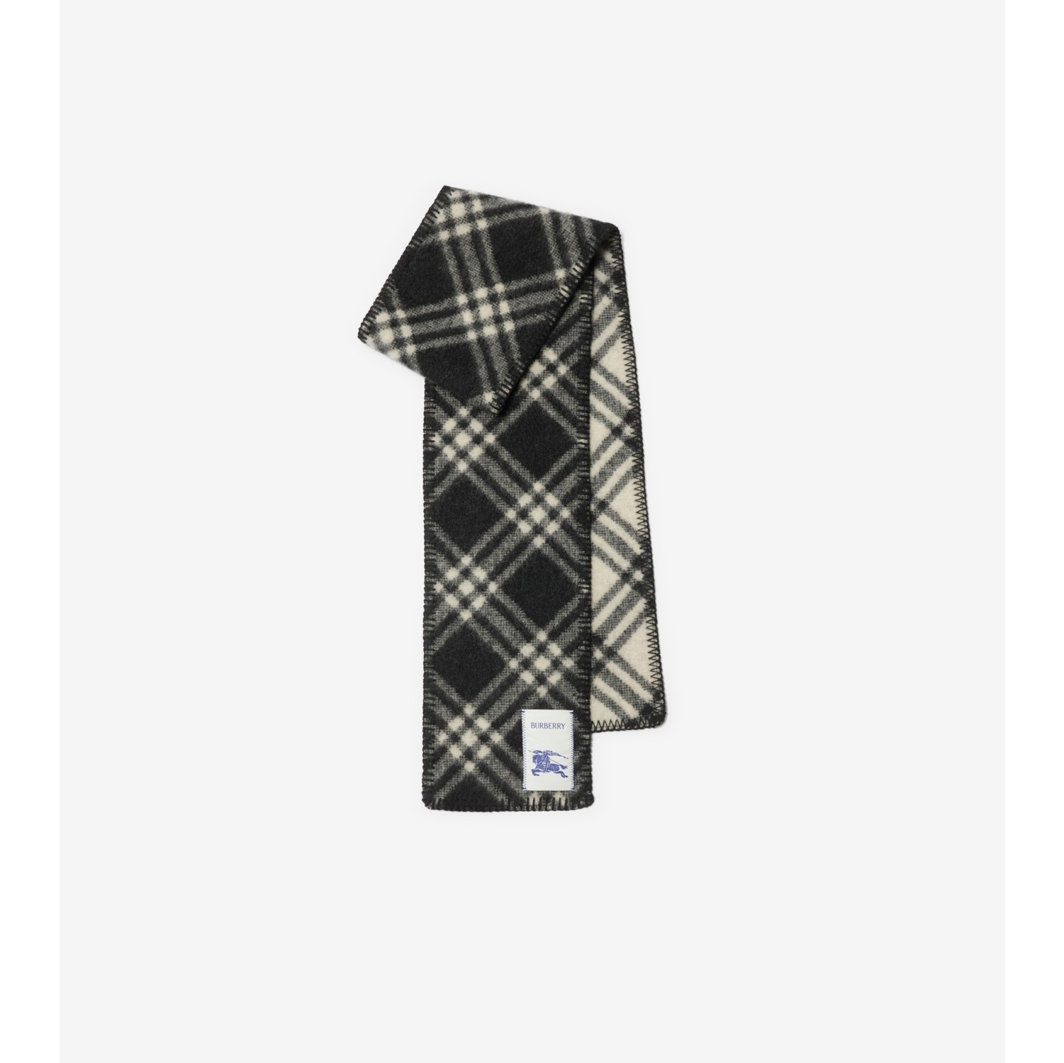 Narrow Check Wool Scarf